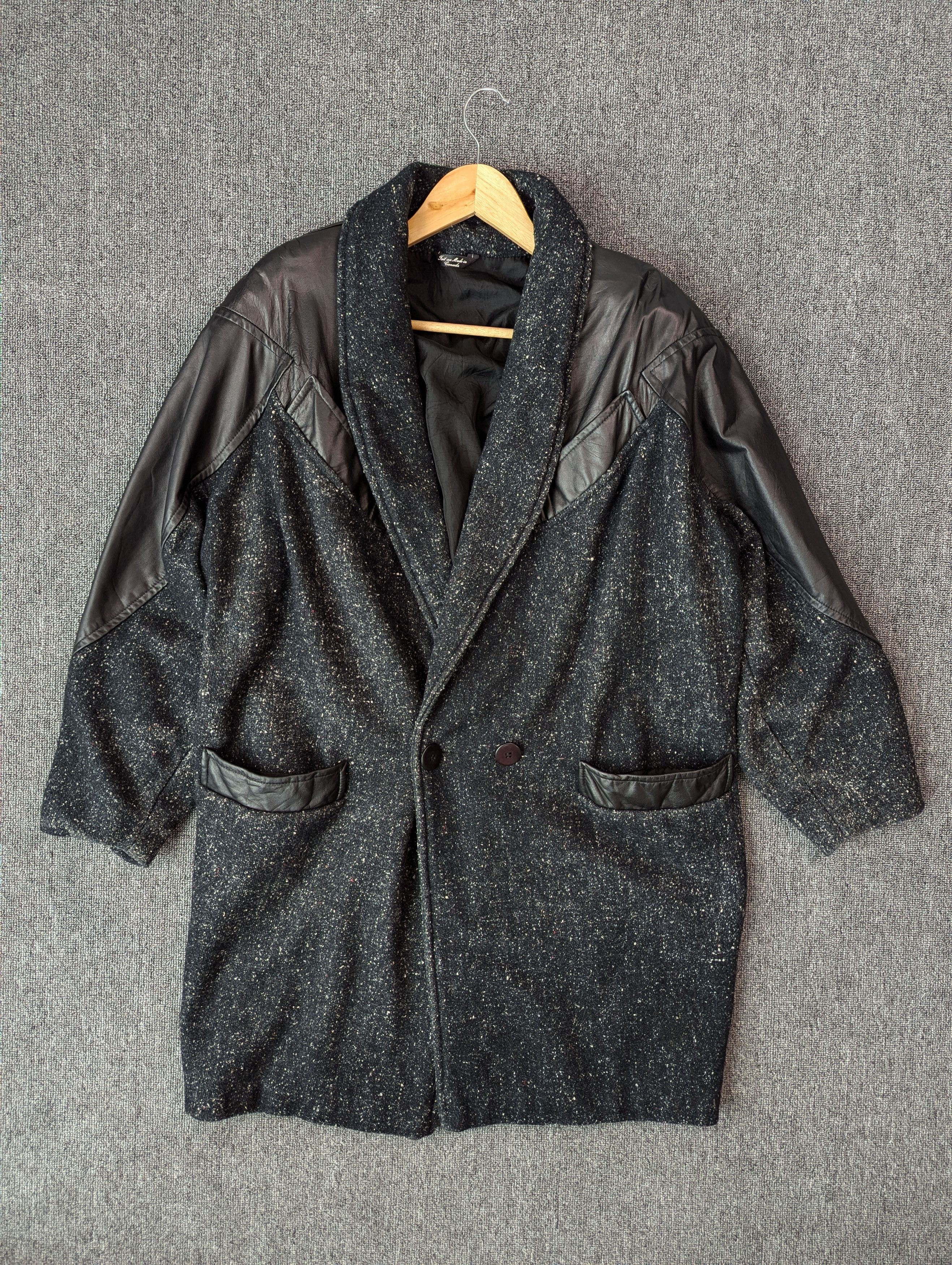 Designer × Vintage Vintage 80s ADA Paris Leather And Tweed Wool Coat Jacket Size US L / EU 52-54 / 3 - 1 Thumbnail