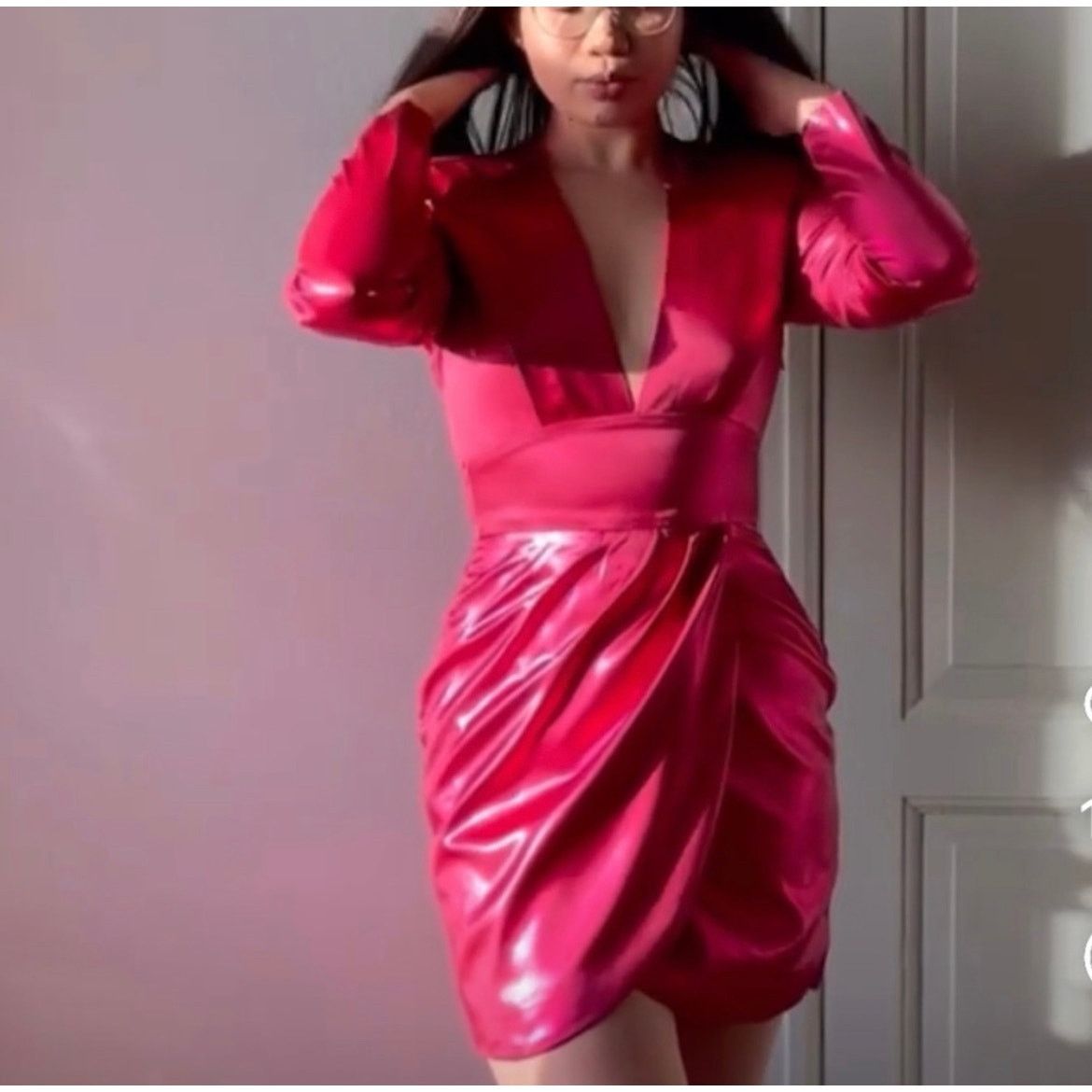 Zara ZARA BLOGGER FAVORITE LAMINATED MINI DRESS FUCHSIA Size M / US 6-8 / IT 42-44 - 1 Thumbnail