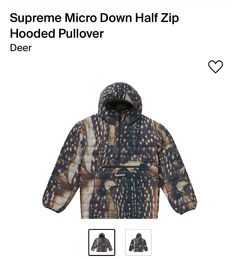 Supreme deer micro down half zip jacket in hand | Grailed