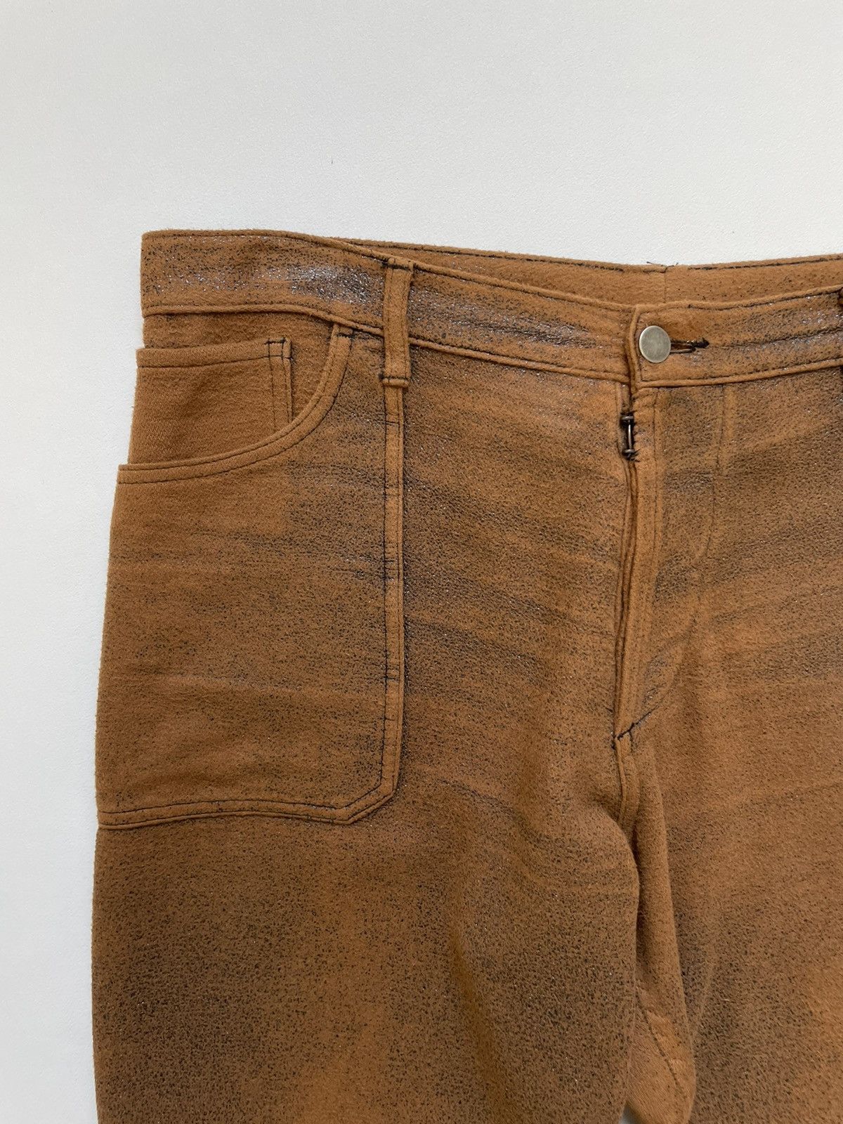 Maison Margiela Early 2000s Cracked Leather Effect Utility Trousers Size US 34 / EU 50 - 3 Thumbnail