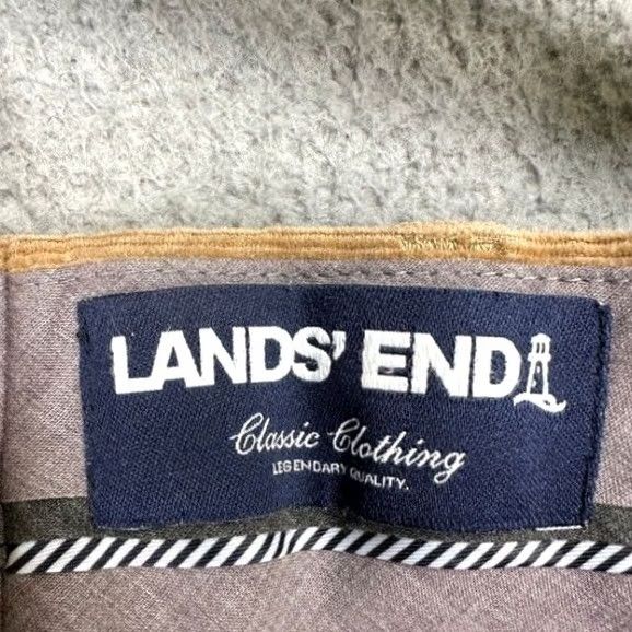 Lands' End Lands' End St. John Pants Mens 38 Tan Corduroy Traditional Fit Straight Stretch | Beige | Flat Front | 34 Inseam | Regular Size US 38 / EU 54 - 3 Thumbnail