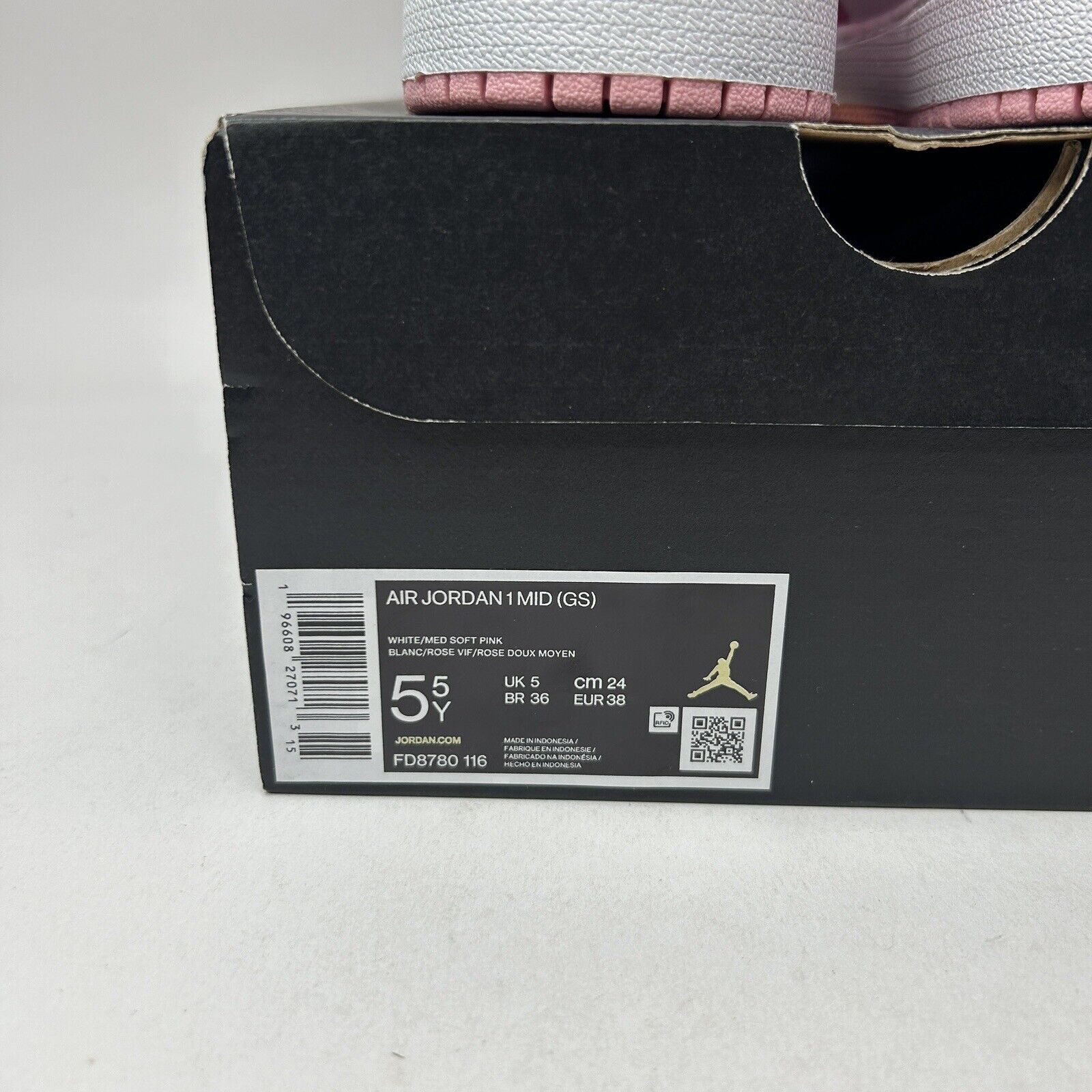 Nike Nike Air Jordan 1 Mid GS “Fierce Pink/Barbie” 2023 Size US 7 / IT 37 - 5 Thumbnail