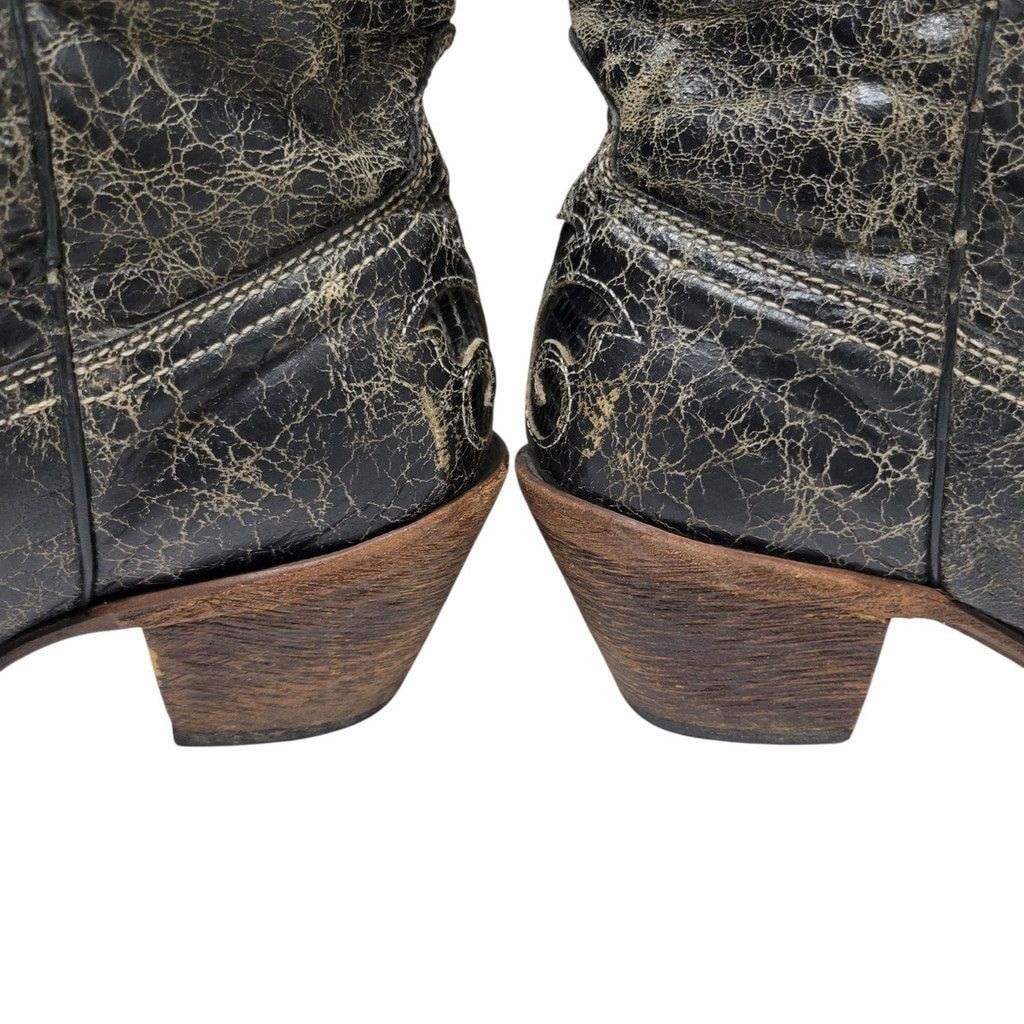 Other Corral Vintage Black Distressed Lizard Western Boots Size US 9.5 / IT 39.5 - 4 Thumbnail