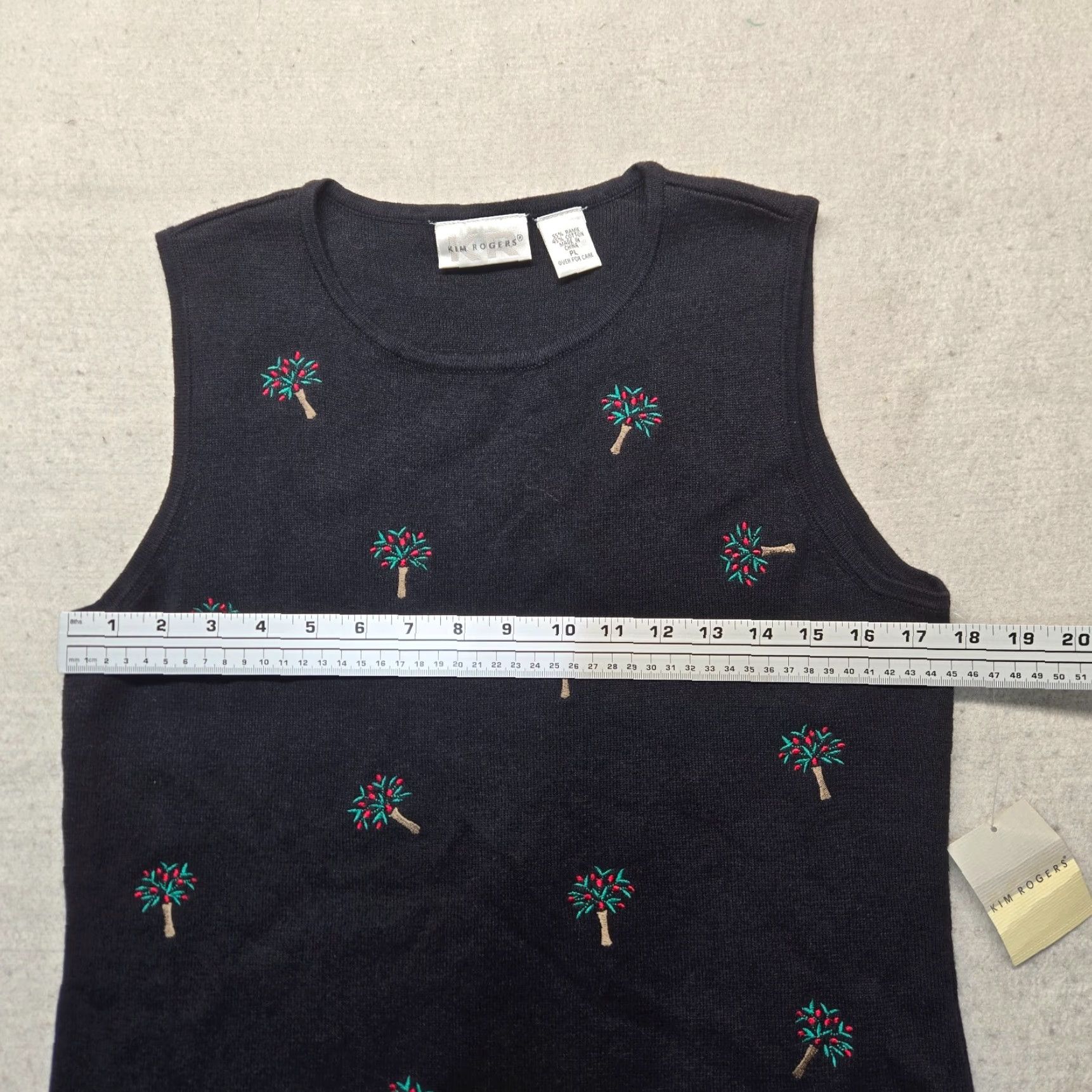 Vintage Kim Rogers Poinsettia Floral Sweater Vest Women Petite Large Black Christmas Party Size L / US 10 / IT 46 - 4 Thumbnail