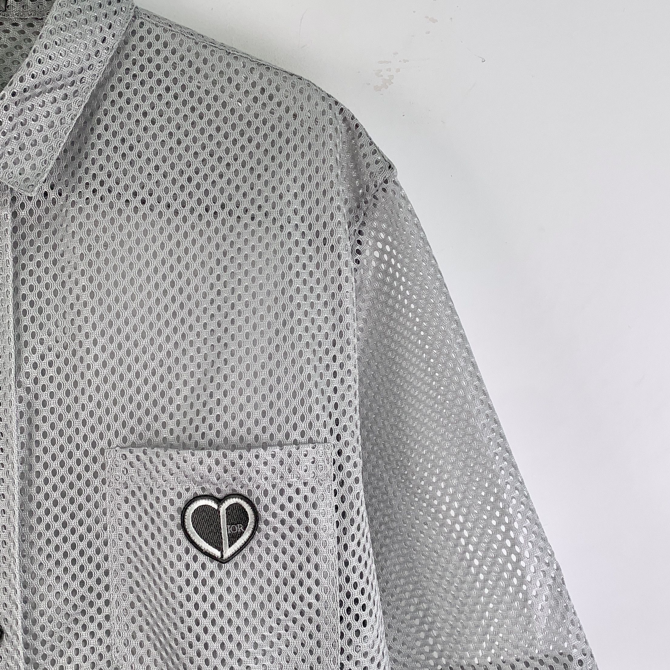 Dior Dior Grey CD Mesh Embroidered Shirt (Size 41) Size US XS / EU 42 / 0 - 6 Thumbnail