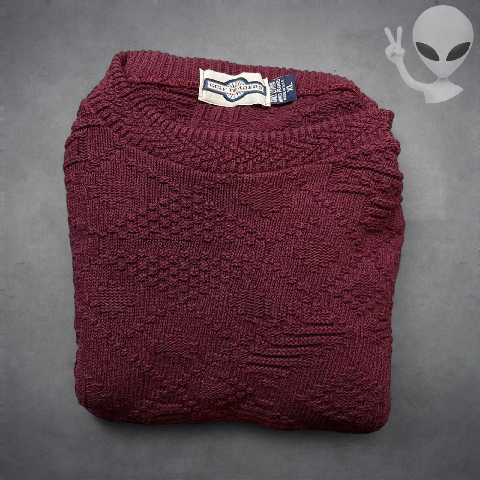 Other Knit Sweater XL Burgundy Textured 80s Hand Framed USA Size US XL / EU 56 / 4 - 5 Thumbnail