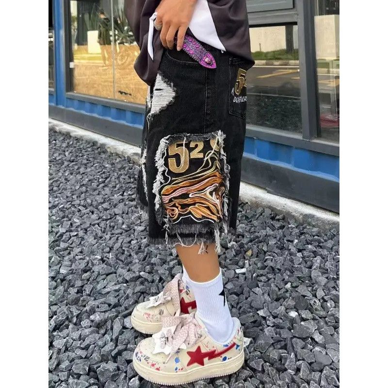 Japanese Brand × Jean Hip hop embroidered high street denim shorts Size US 32 / EU 48 - 5 Thumbnail