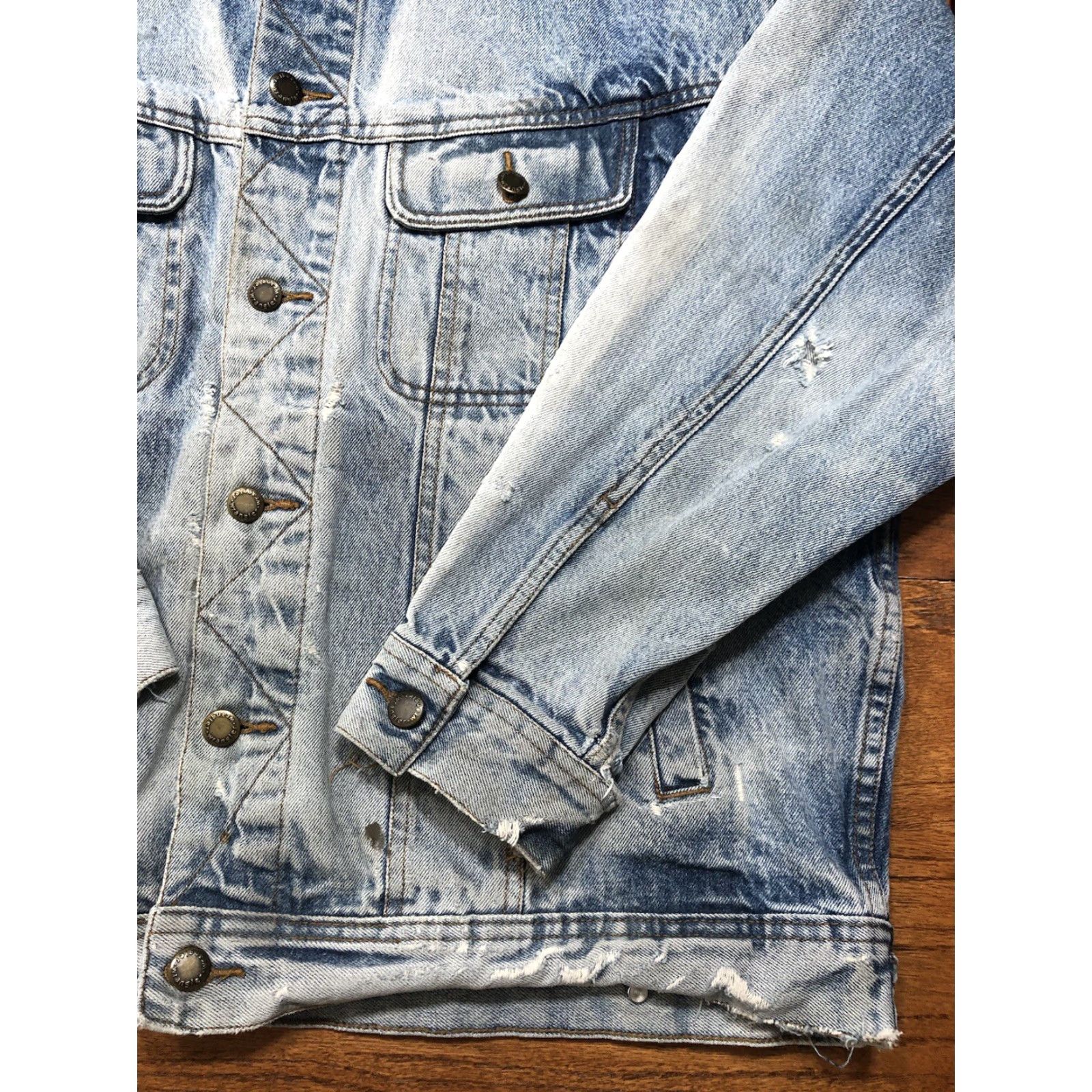 Wrangler VINTAGE Wrangler Denim Jacket Trucker Western Cowboy Blue 52 Chest Mens Regular Denim Jacket Size US 36 / EU 52 - 4 Thumbnail