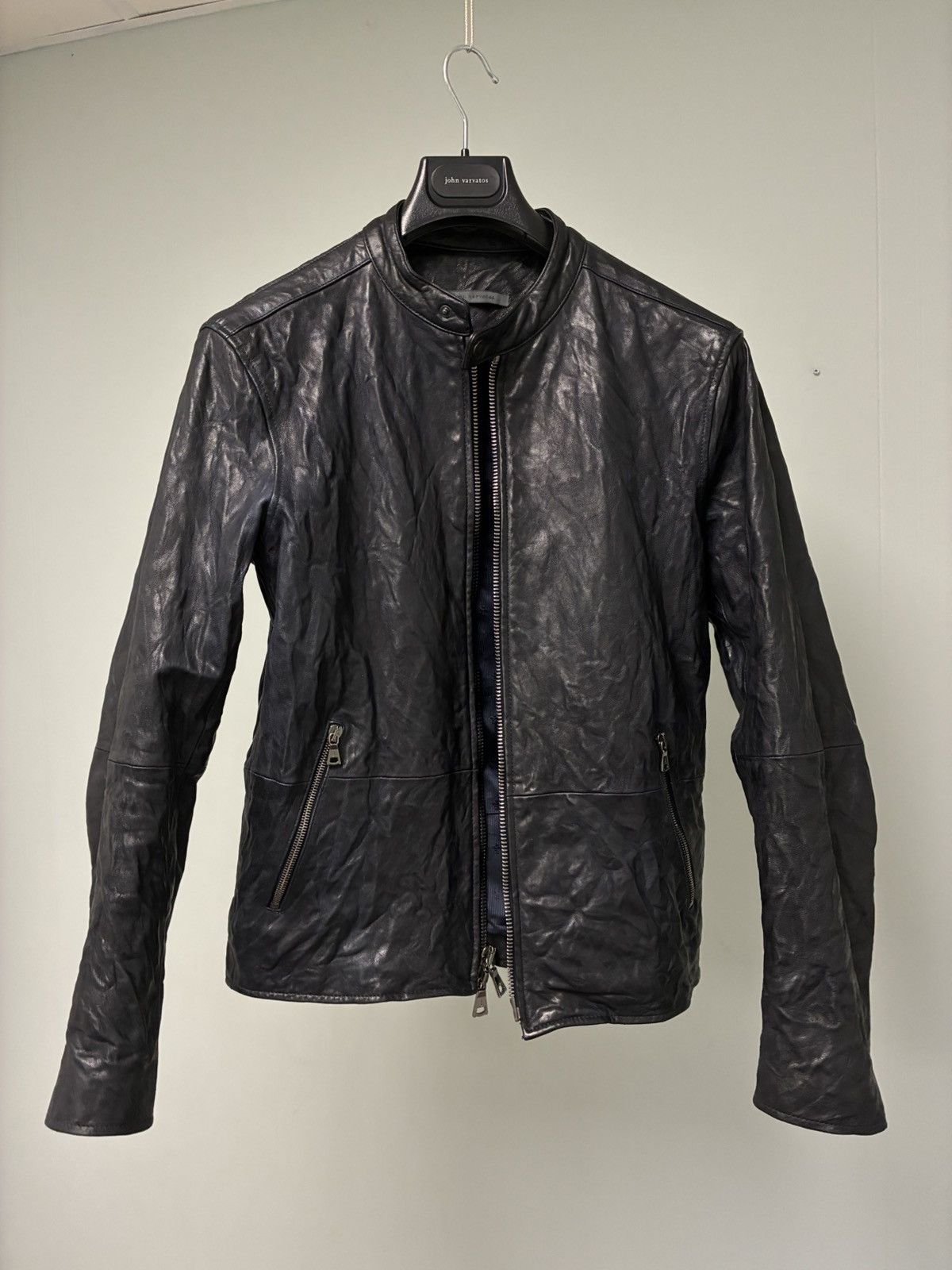 John Varvatos Leather Backzip Crinkled Jacket EU 46 USA 36 Size US S / EU 44-46 / 1 - 3 Thumbnail