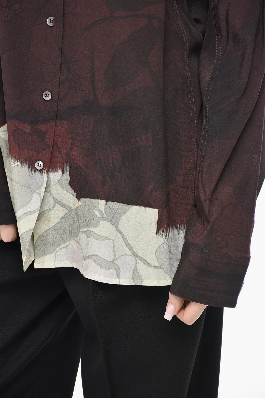 Dries Van Noten og1mm0426 Silk Shirt in Burgundy Size XS / US 0-2 / IT 36-38 - 3 Thumbnail