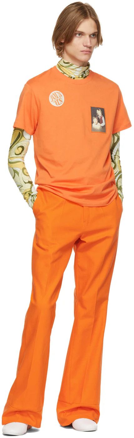 Raf Simons o1y0325 Logo Crewneck T-Shirt in Orange Size US M / EU 48-50 / 2 - 4 Thumbnail