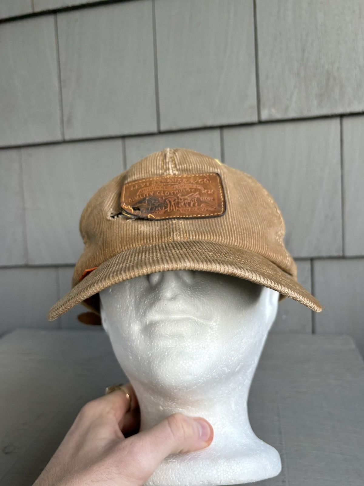 Levi's 1970s Vintage Levi's Orange Tab Corduroy Hat Leather Basebal Size ONE SIZE - 7 Thumbnail