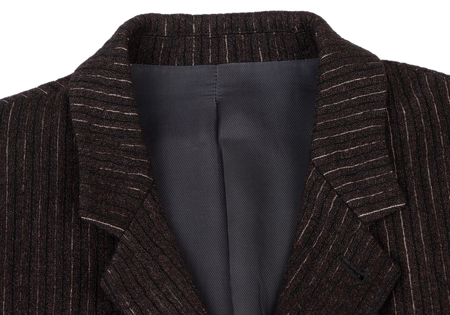 Jean Paul Gaultier Wool and Rayon Striped 2B Jacket in Dark Brown, Size 48 Size US M / EU 48-50 / 2 - 3 Thumbnail