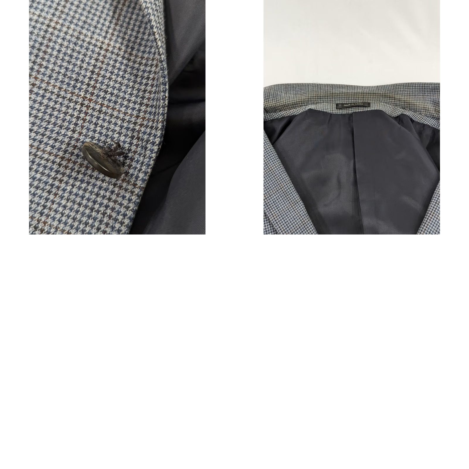 Chaps Chaps Blazer Silk Wool Gray Houndstooth 44R FLAWS Blazer Men Regular Jacket Coat Notch Lapel 2-Button 4-Button Vent Wool Silk Lined Size 44R - 9 Thumbnail