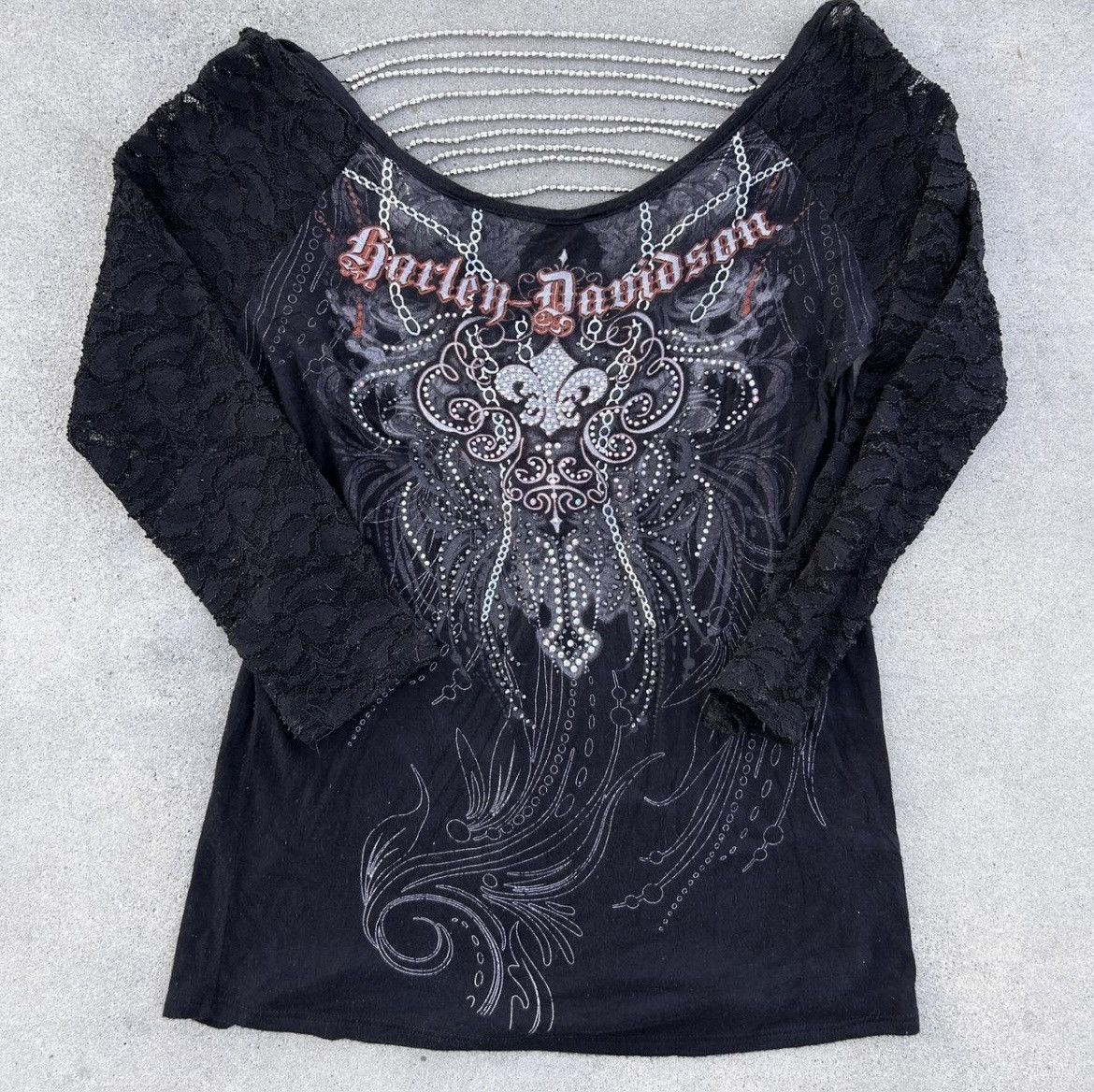 Harley Davidson Vintage Beaded Harley Davidson Tee/Top Size S / US 4 / IT 40 - 1 Thumbnail
