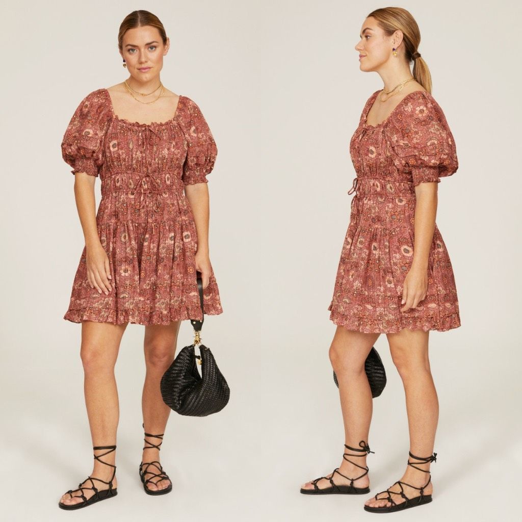 image of Ulla Johnson Dress Juniper Floral Puff Sleeve Mini Dress Red, Women's (Size Small)