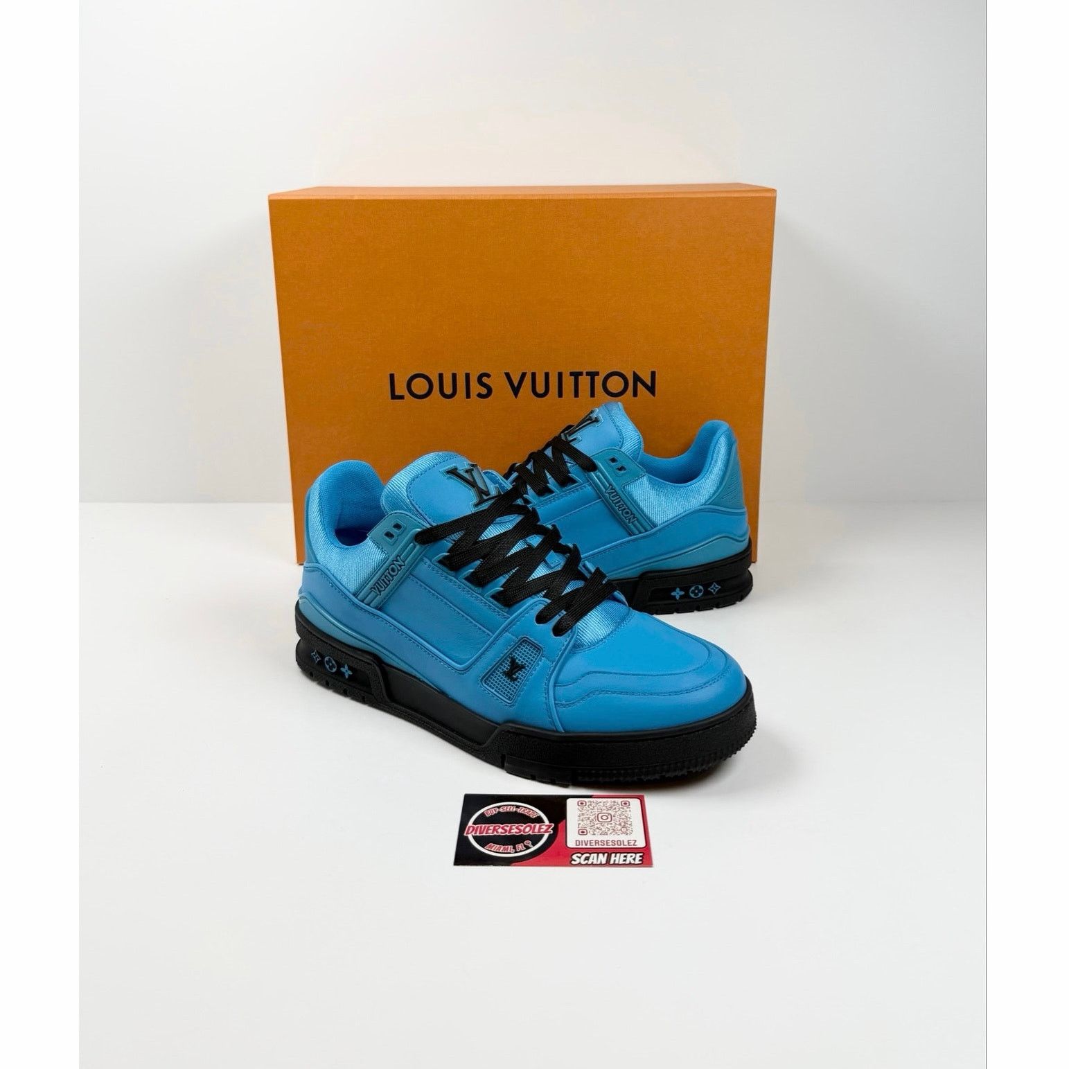 Louis Vuitton Size 7LV/8US - Louis Vuitton Leather Blue Sneakers NEW Size US 8 / EU 41 - 1 Thumbnail