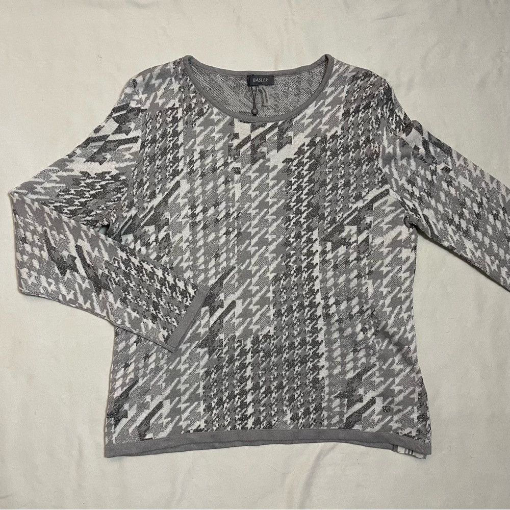 Other NWT New Basler Houndstooth Cotton Viscose Knit Sweater Top Size L / US 10 / IT 46 - 5 Thumbnail