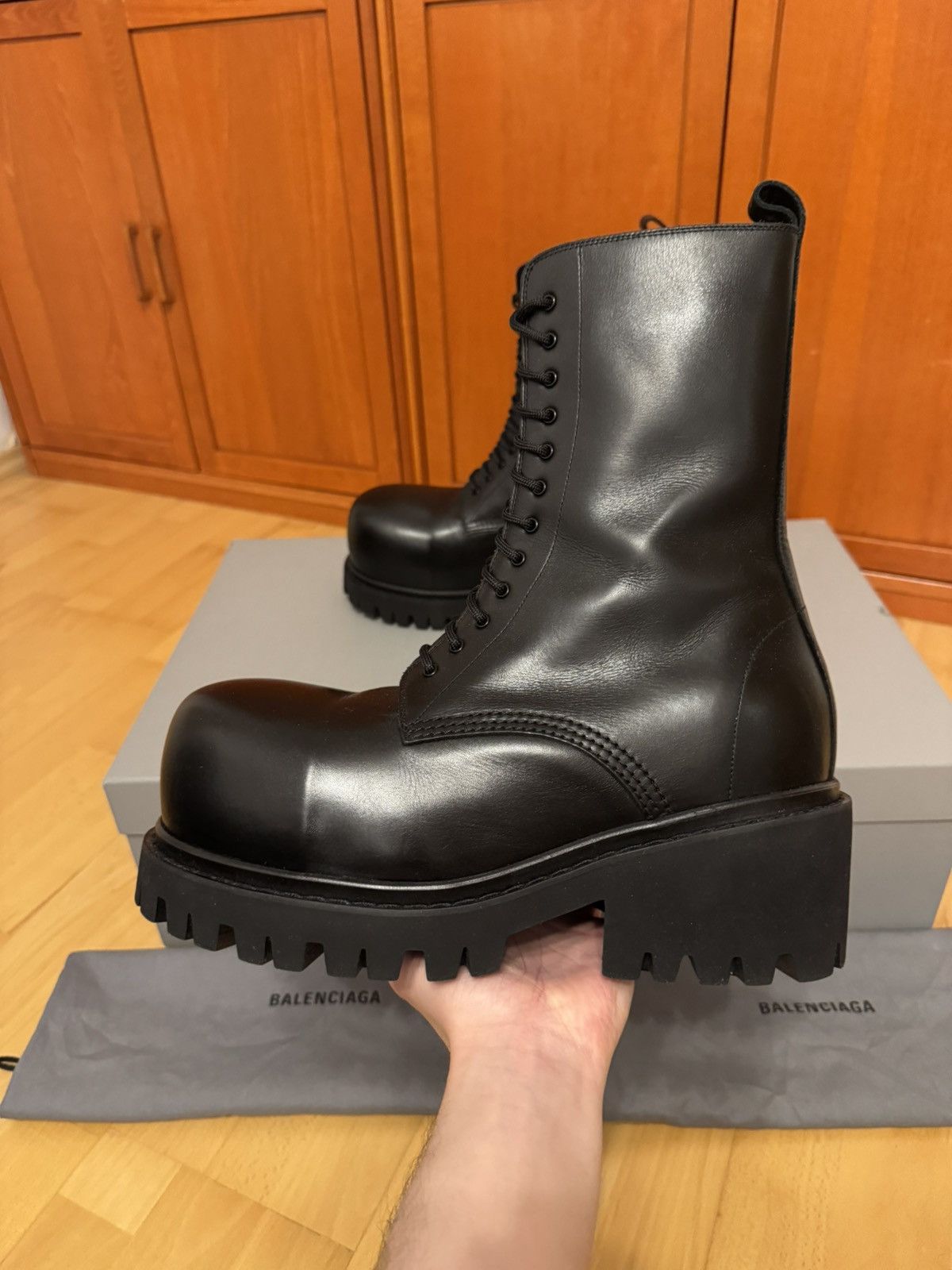 Balenciaga *NEW* Balenciaga Stomper Leather Black Boots Size US 11 / EU 44 - 2 Thumbnail