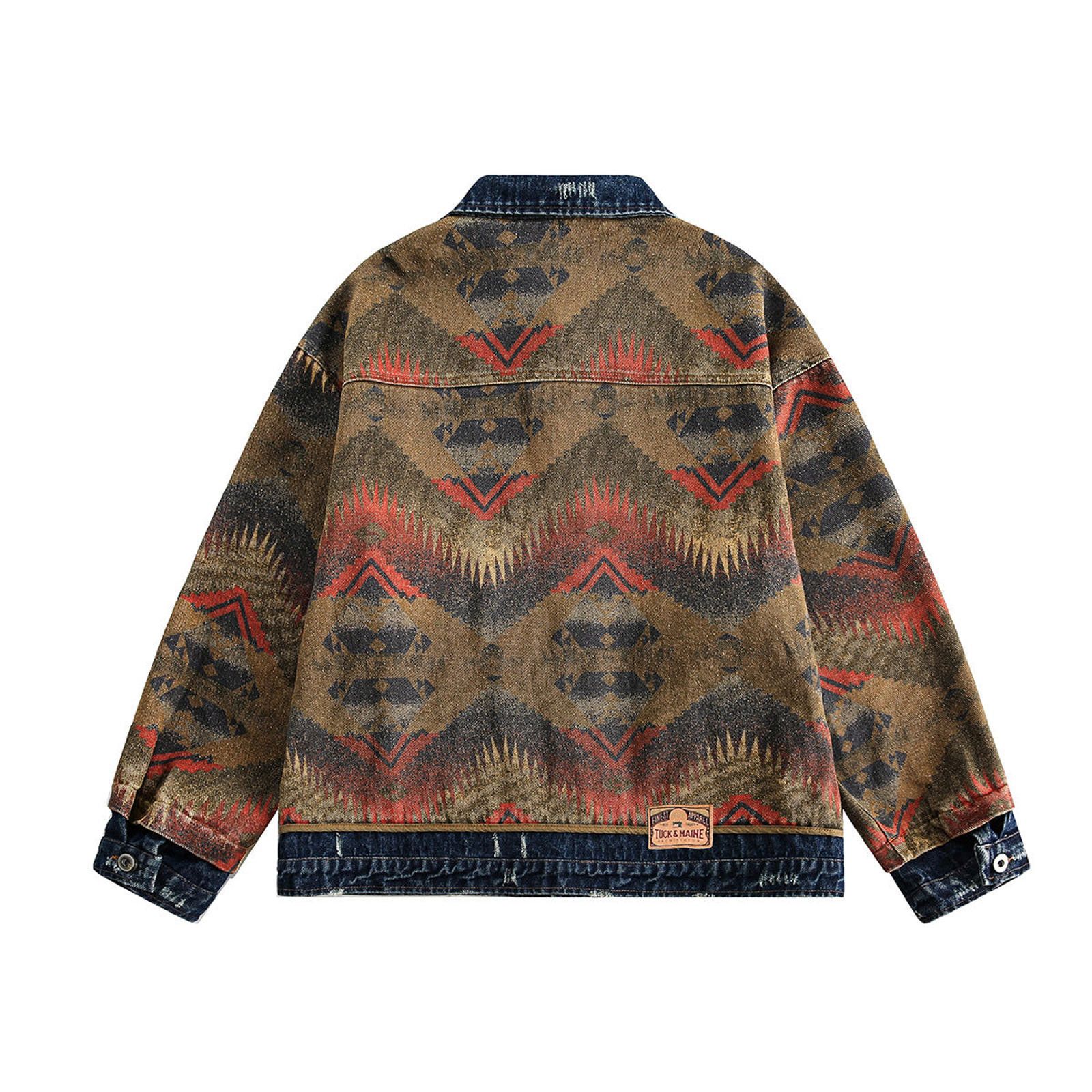 Other Ethnic Jacquard Washed Denim Jacket Size US M / EU 48-50 / 2 - 4 Thumbnail
