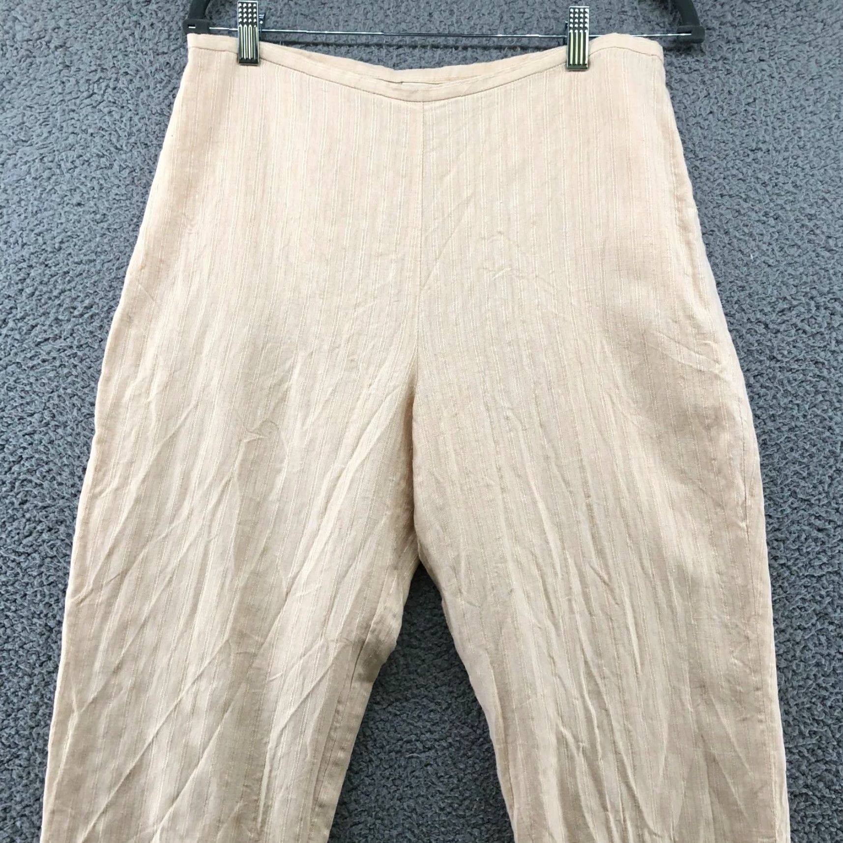 Merona Merona 100% Linen Beige Tapered Leg Dress Pants Womens Sz 12 High Rise Flat Front Size 34" / US 12 / IT 48 - 3 Thumbnail