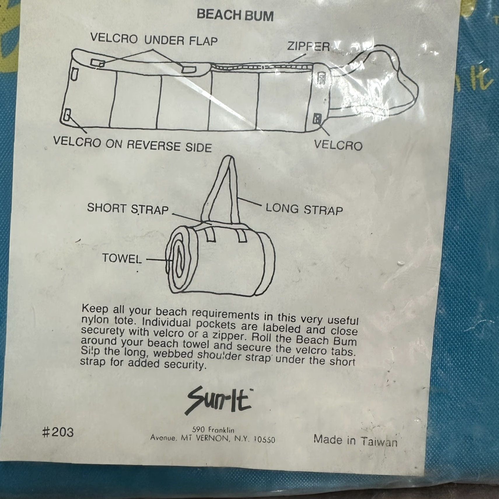 Vintage VINTAGE Beach Bum Sling Bag Pouch Towel Holder Nylon Tote Beach Pool NEW NOS Beach Bum Bag Nylon Tote Sling Bag for Adults Unisex 1980s Size ONE SIZE - 6 Thumbnail
