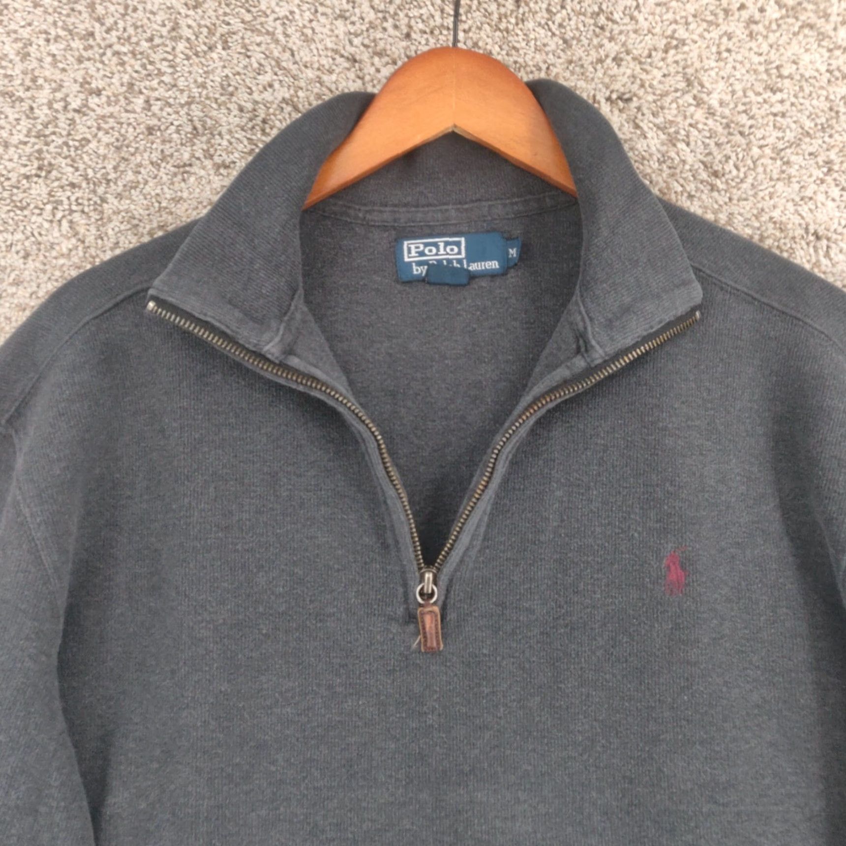 Polo Ralph Lauren VINTAGE Polo Ralph Lauren Sweater Mens M Gray 1/4 Zip Pullover University College Preppy 90s Logo Embroidered Mens Size US M / EU 48-50 / 2 - 4 Thumbnail