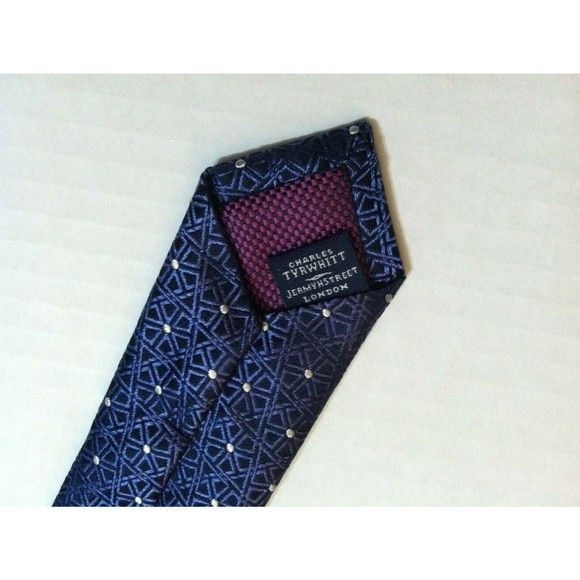 Charles Tyrwhitt CHARLES TYRWHITT MENS NEW BLUE 100%SILK TIE WIDTH: 3 1/4" Size ONE SIZE - 4 Thumbnail