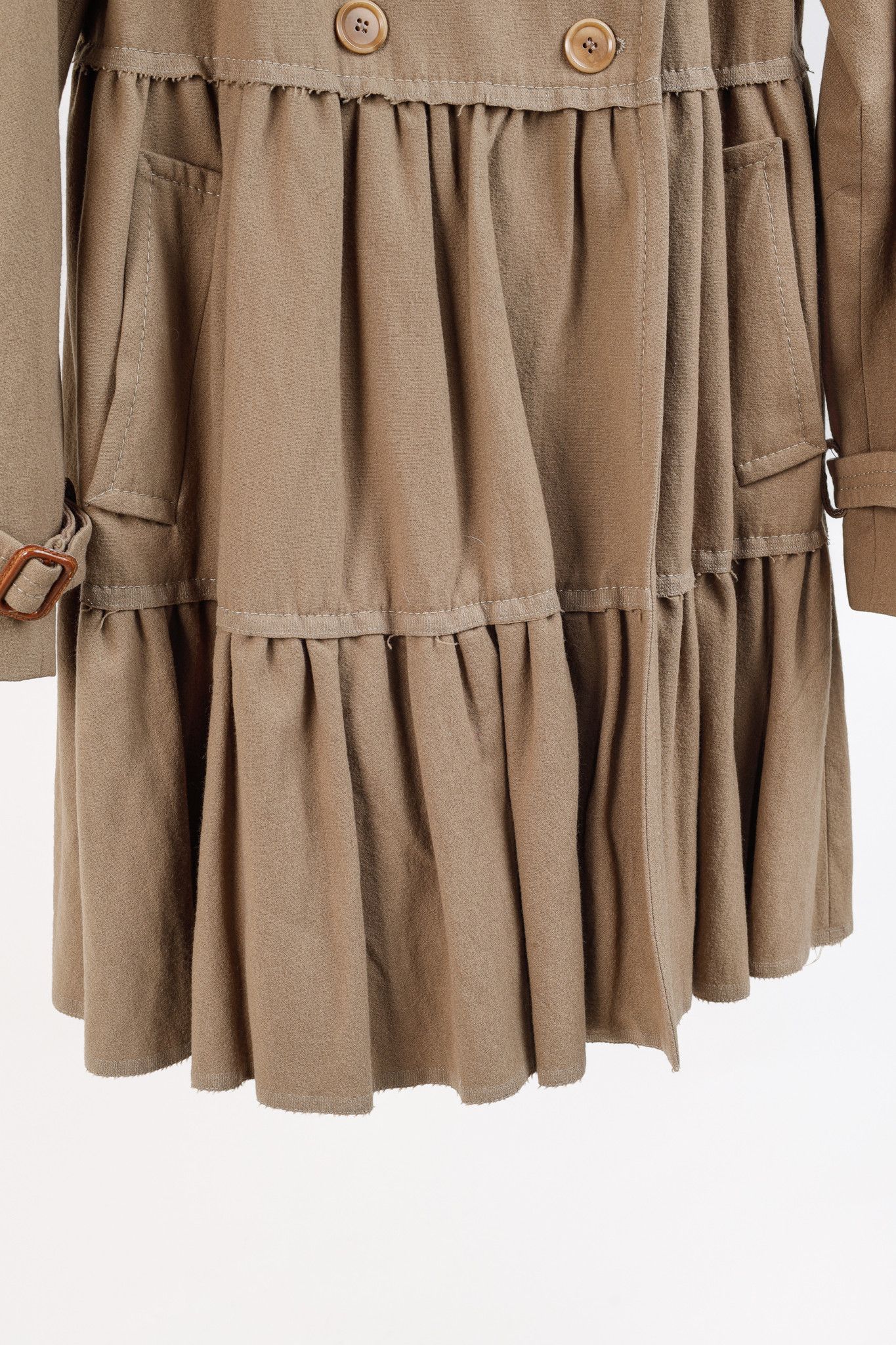 Moschino Moschino Tiered Wool Camel Trench-Style Coat Size S / US 4 / IT 40 - 8 Thumbnail