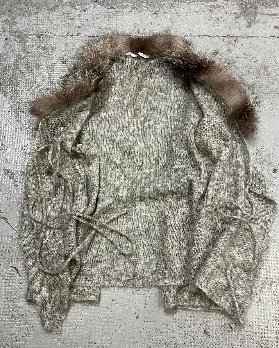 Daniele Alessandrini Daniele Alessandrini Fur Collar Mohair Cardigan Size M / US 6-8 / IT 42-44 - 9 Thumbnail