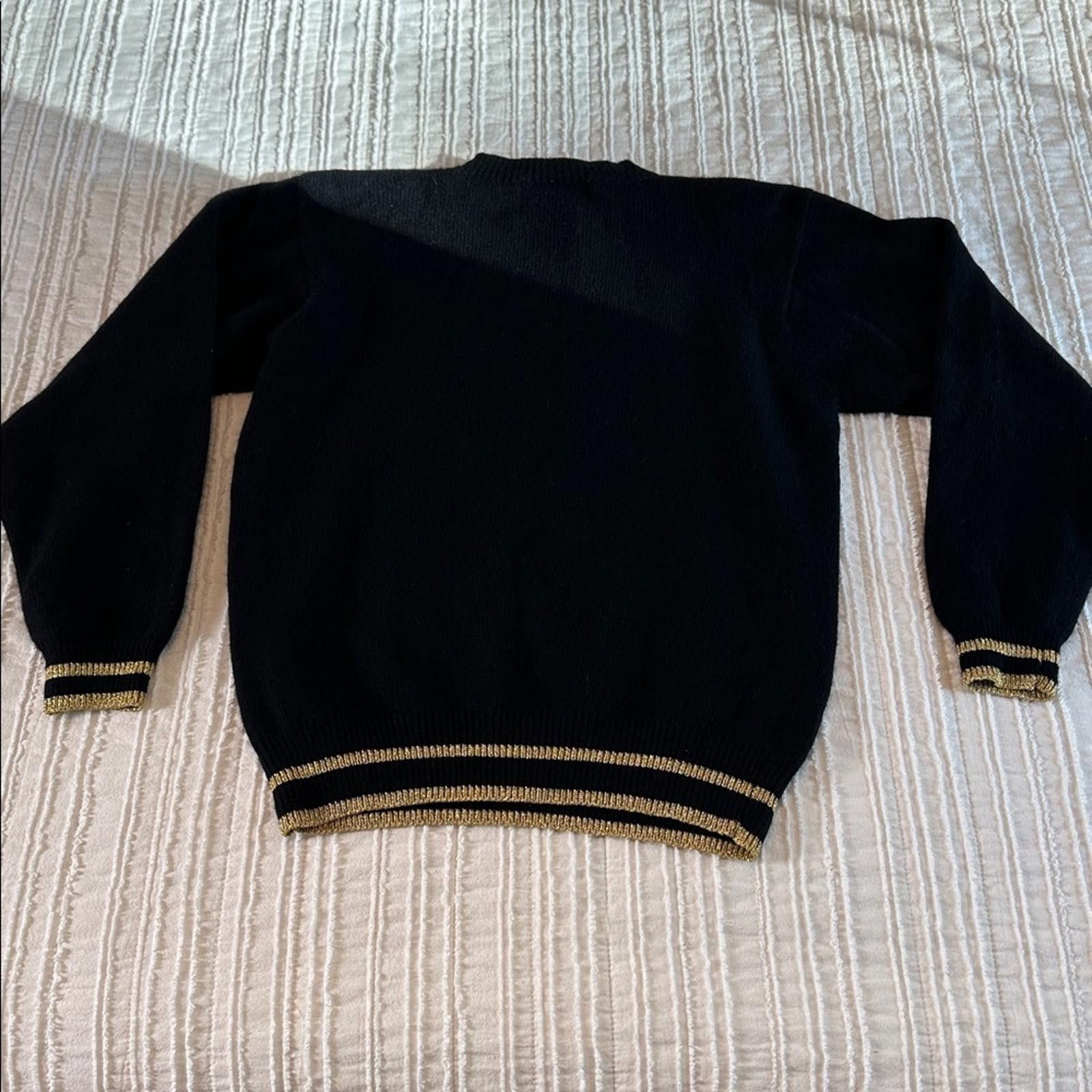 Other Vintage sz Small Sweater Wool Blend Black Gold 80’s Vintage Size S / US 4 / IT 40 - 4 Thumbnail