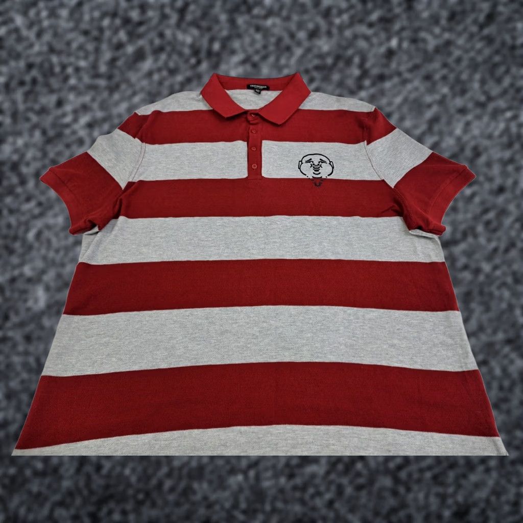 True Religion True Religion Polo Shirt Striped Buddha Grey/Maroon 3XL Men's Short Sleeve Casual Shirt Size US XXL / EU 58 / 5 - 1 Thumbnail