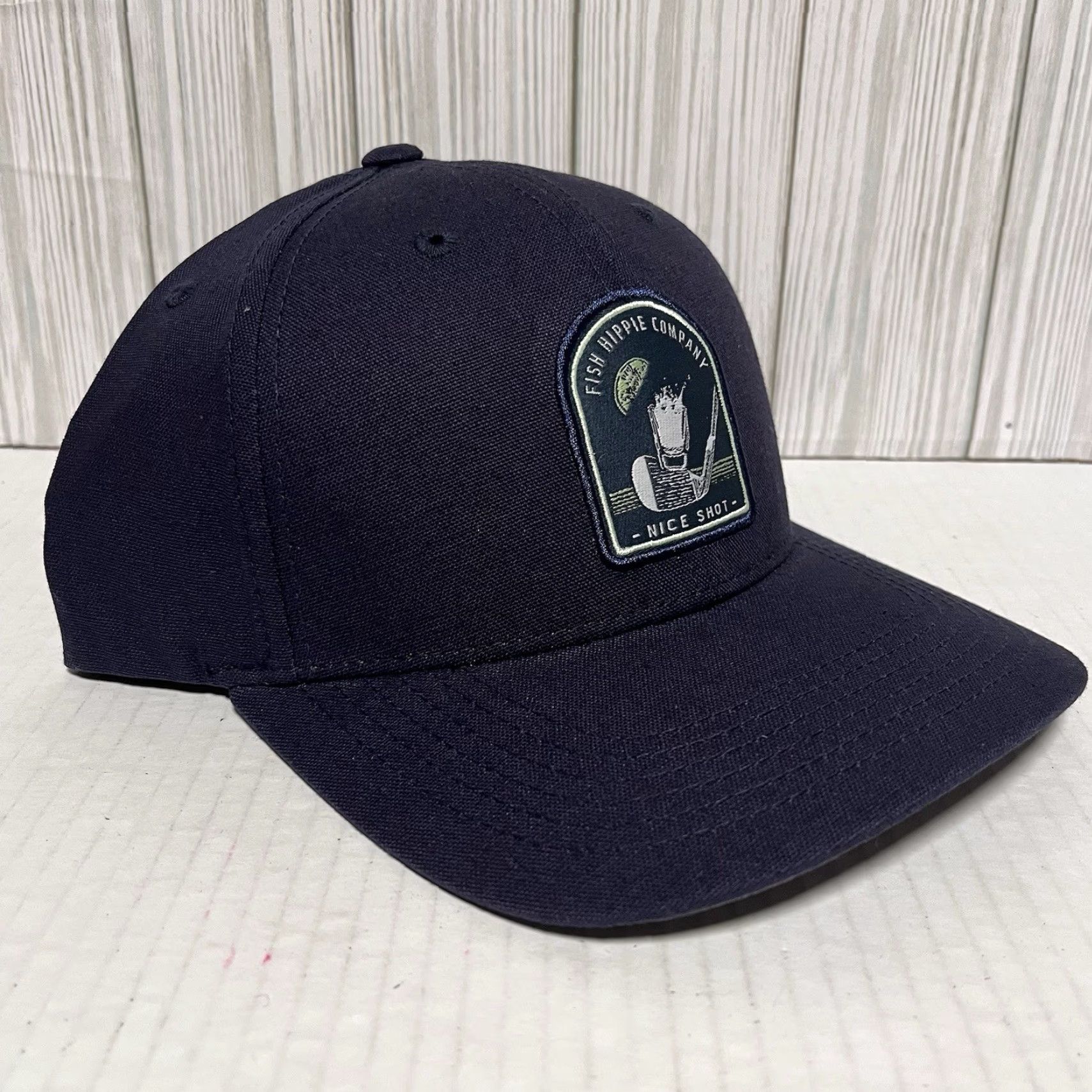 Vintage Fish Hippie Golf Hat Cap Snap Back Navy Blue Nice Shot Cocktail New Golfer Mens One Size Baseball Cap Twill Cotton adjustable breathable Size ONE SIZE - 4 Thumbnail
