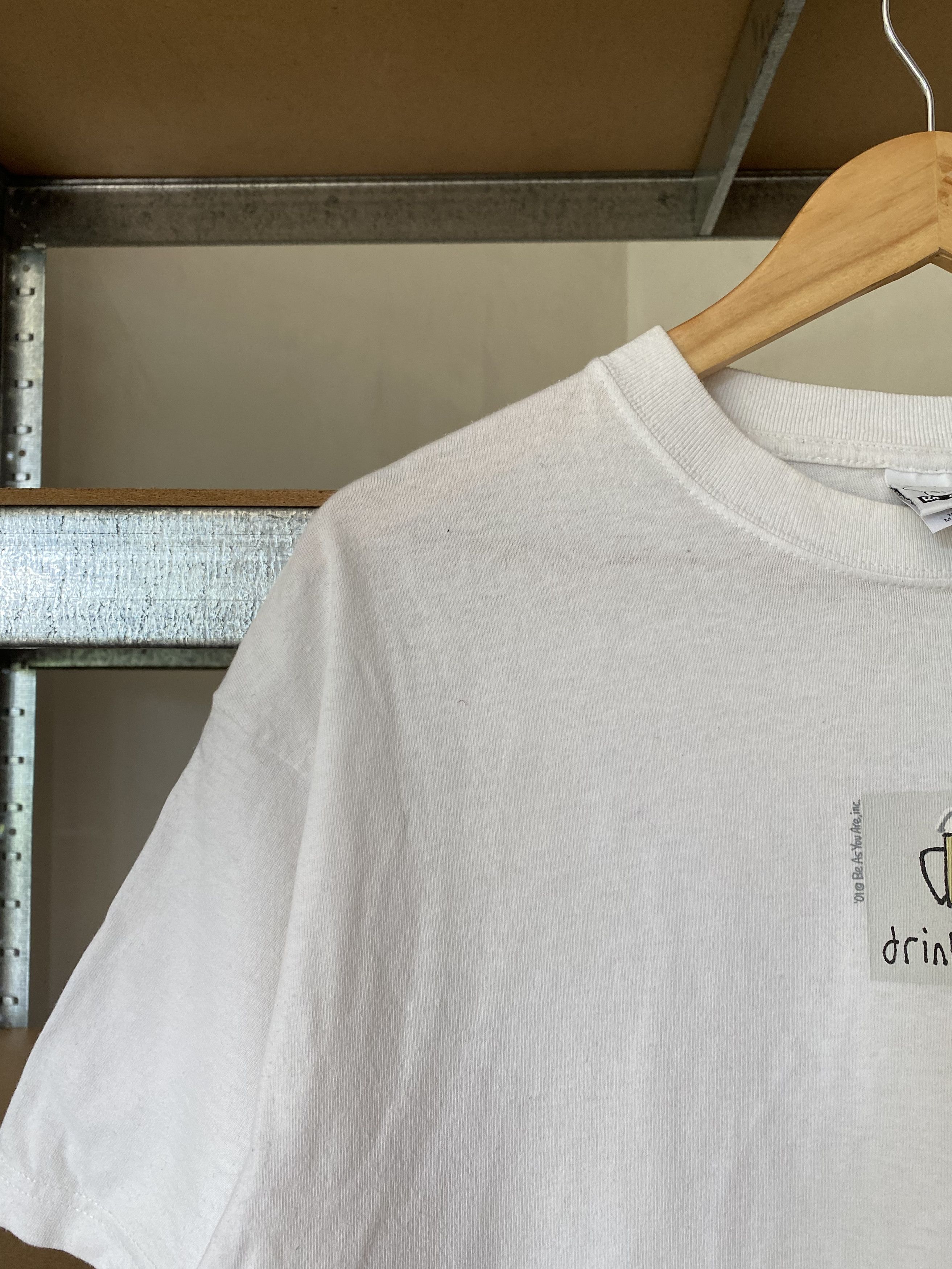 Vintage Be As You Vintage 2001 Drink Beer White Tee Size US L / EU 52-54 / 3 - 4 Thumbnail