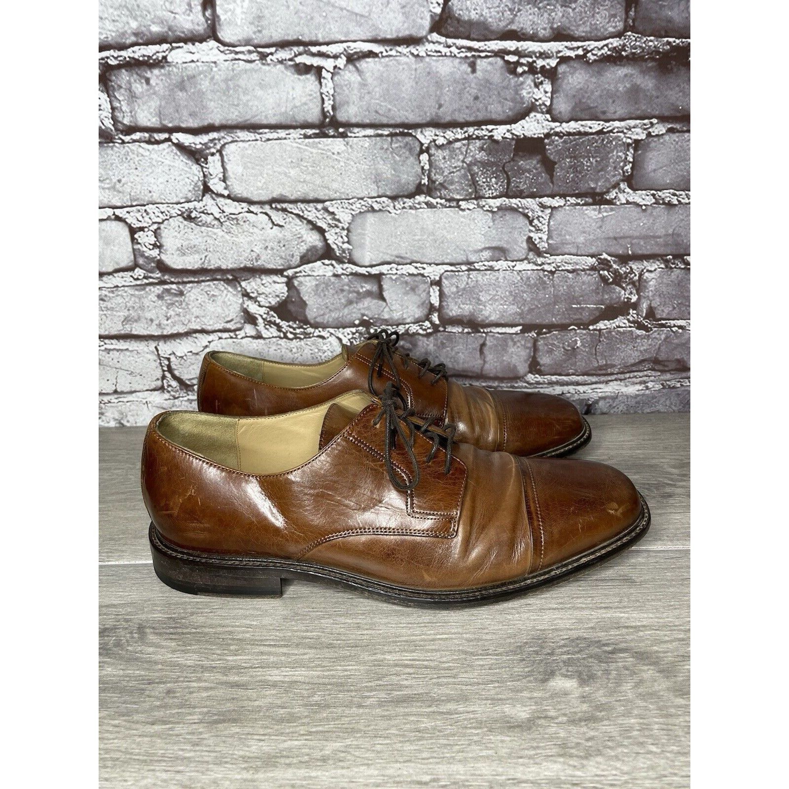 Johnston & Murphy Johnston Murphy J. Murphy Brown Leather Cap Toe Oxford Dress Size US 10 / EU 43 - 12 Thumbnail