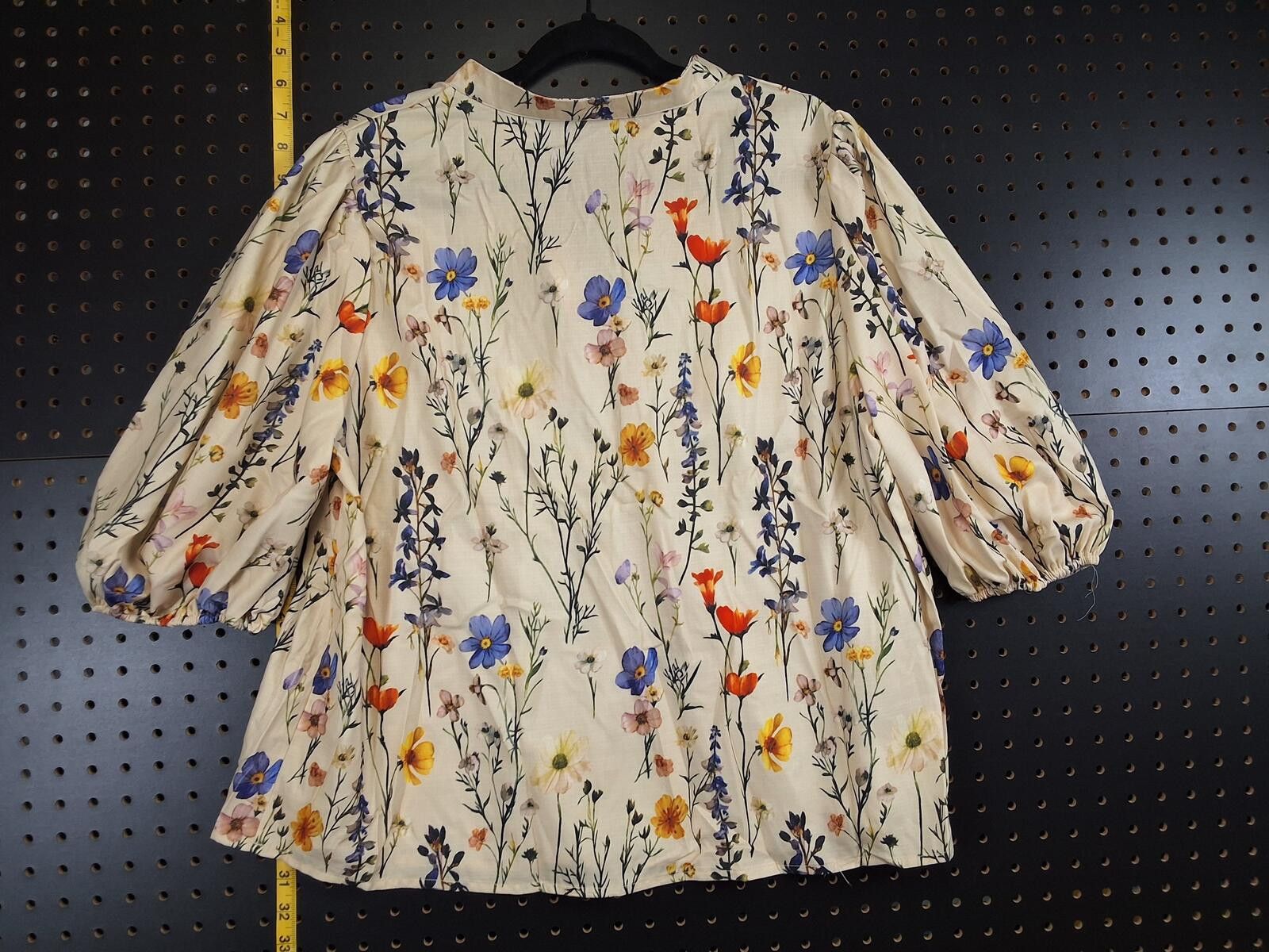 Other Chic Floral Puff Sleeve Peplum Blouse - 1XL Size XL / US 12-14 / IT 48-50 - 4 Thumbnail