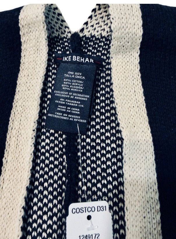 Ike Behar Ike Behar Knit Cape / Ruana Wrap – Black & Cream – One Size Size ONE SIZE - 3 Thumbnail