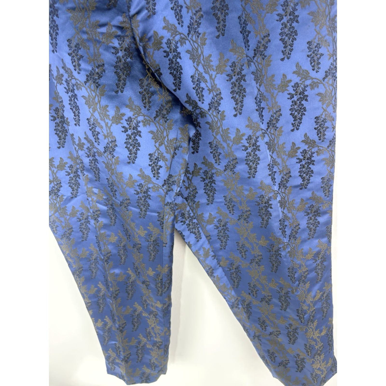 Vintage Susan Bristol Blue W-Gld/Blk Designs Dress Pants Womens Size 18 Size 40" / US 18 - 4 Thumbnail