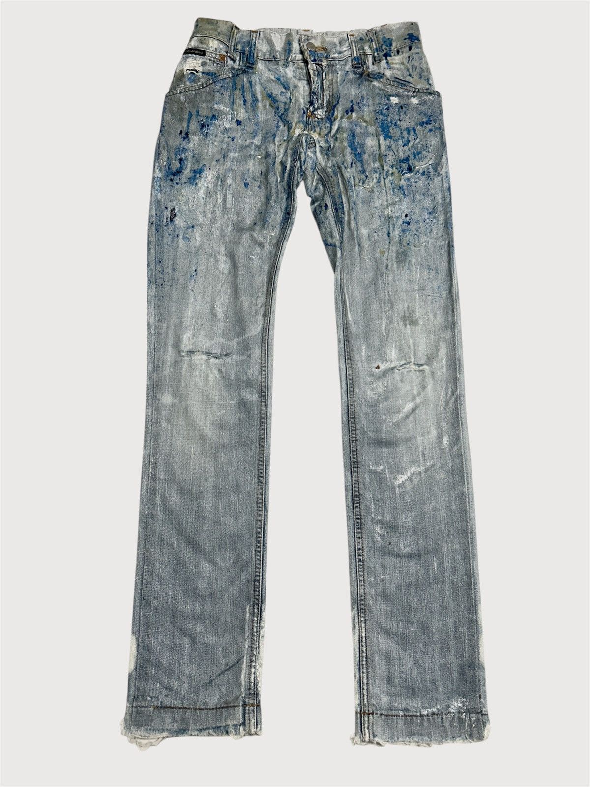 Dolce & Gabbana 2000s Distressed Waxed Denim Size US 30 / EU 46 - 1 Thumbnail