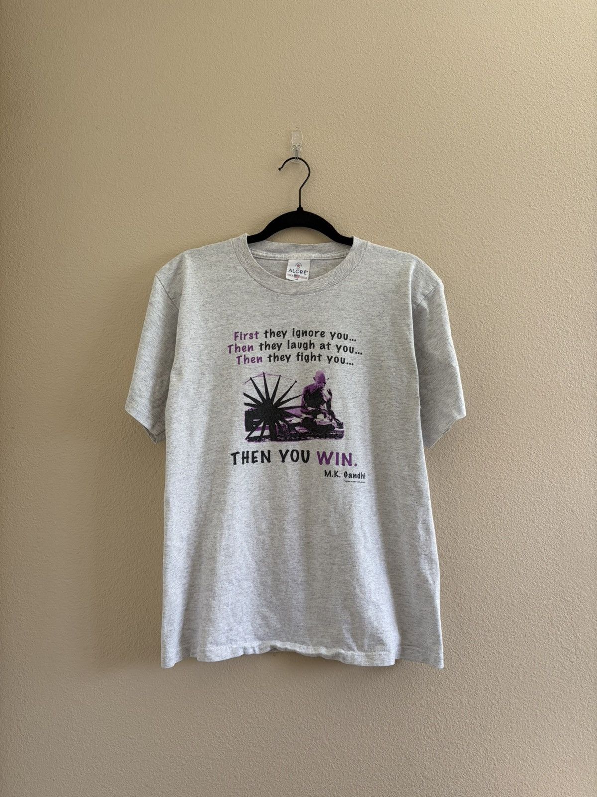 Vintage 90s Gandhi Quote Art Tee Medium Single Stitch