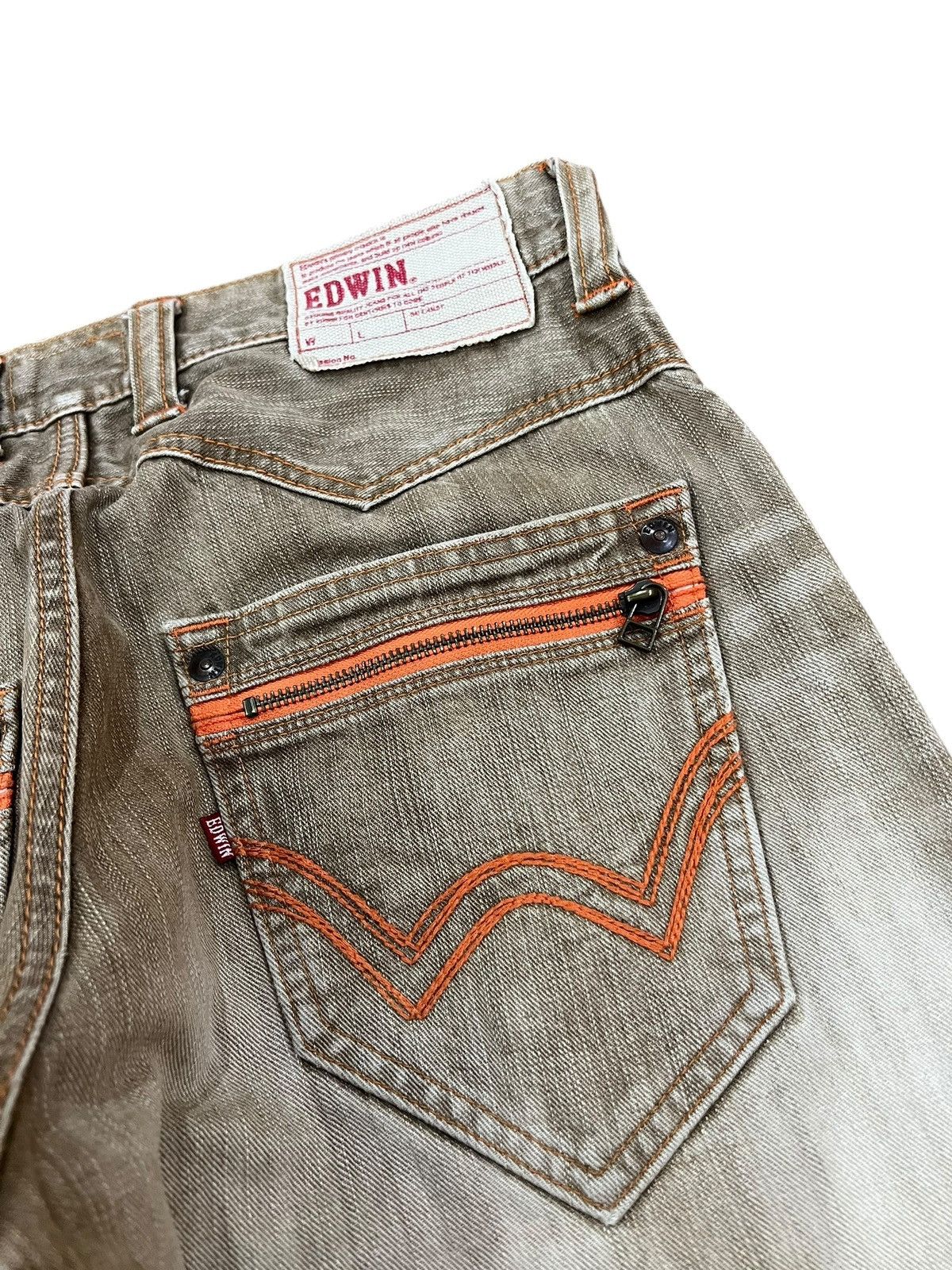 Edwin 💥Flare💥Vintage Edwin Exclusive Design Brown Faded Denim Jean Size US 32 / EU 48 - 18 Thumbnail