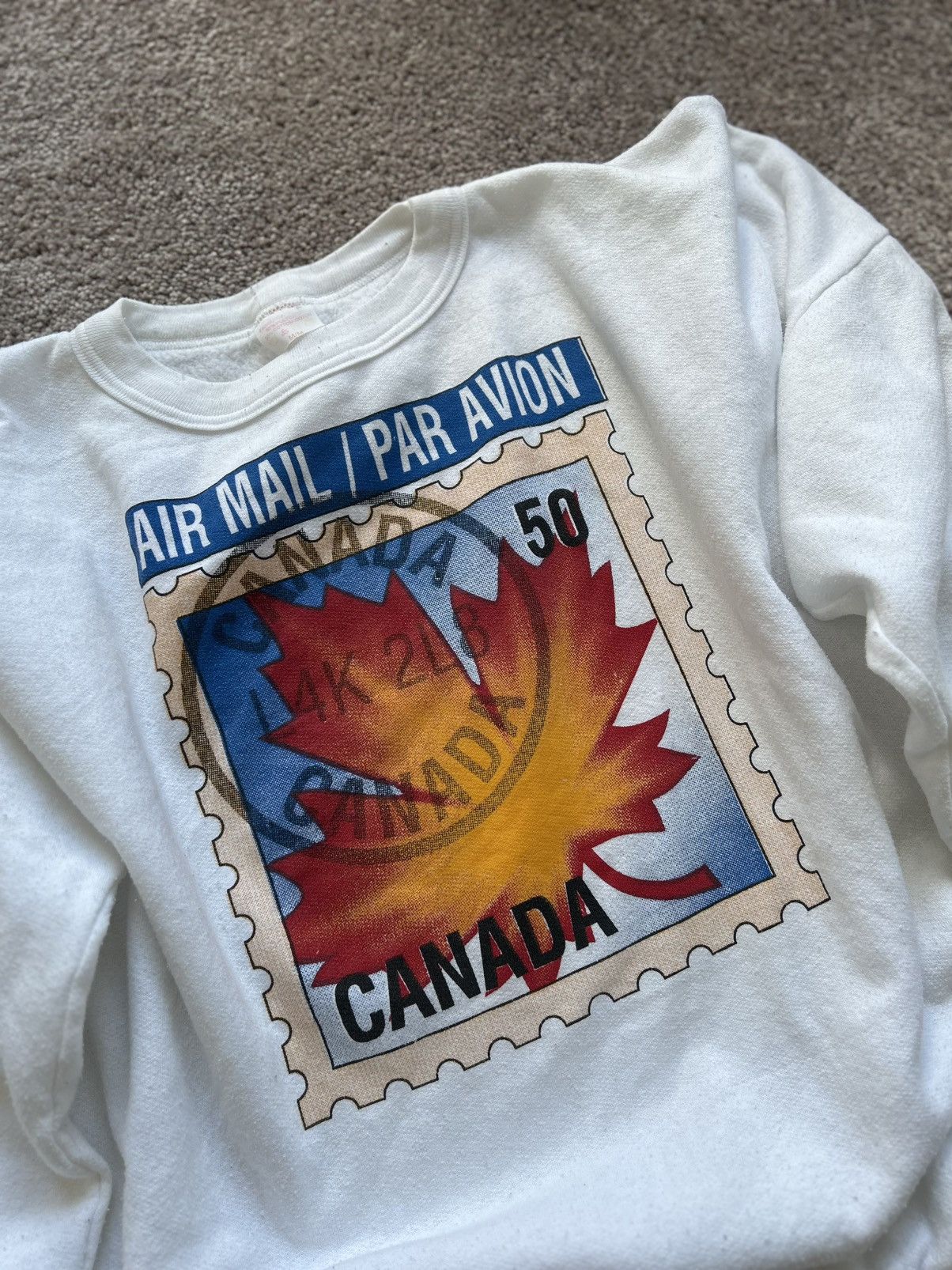 Vintage Vintage 90s Canadian Mail Stamp Sweater Size US M / EU 48-50 / 2 - 3 Thumbnail