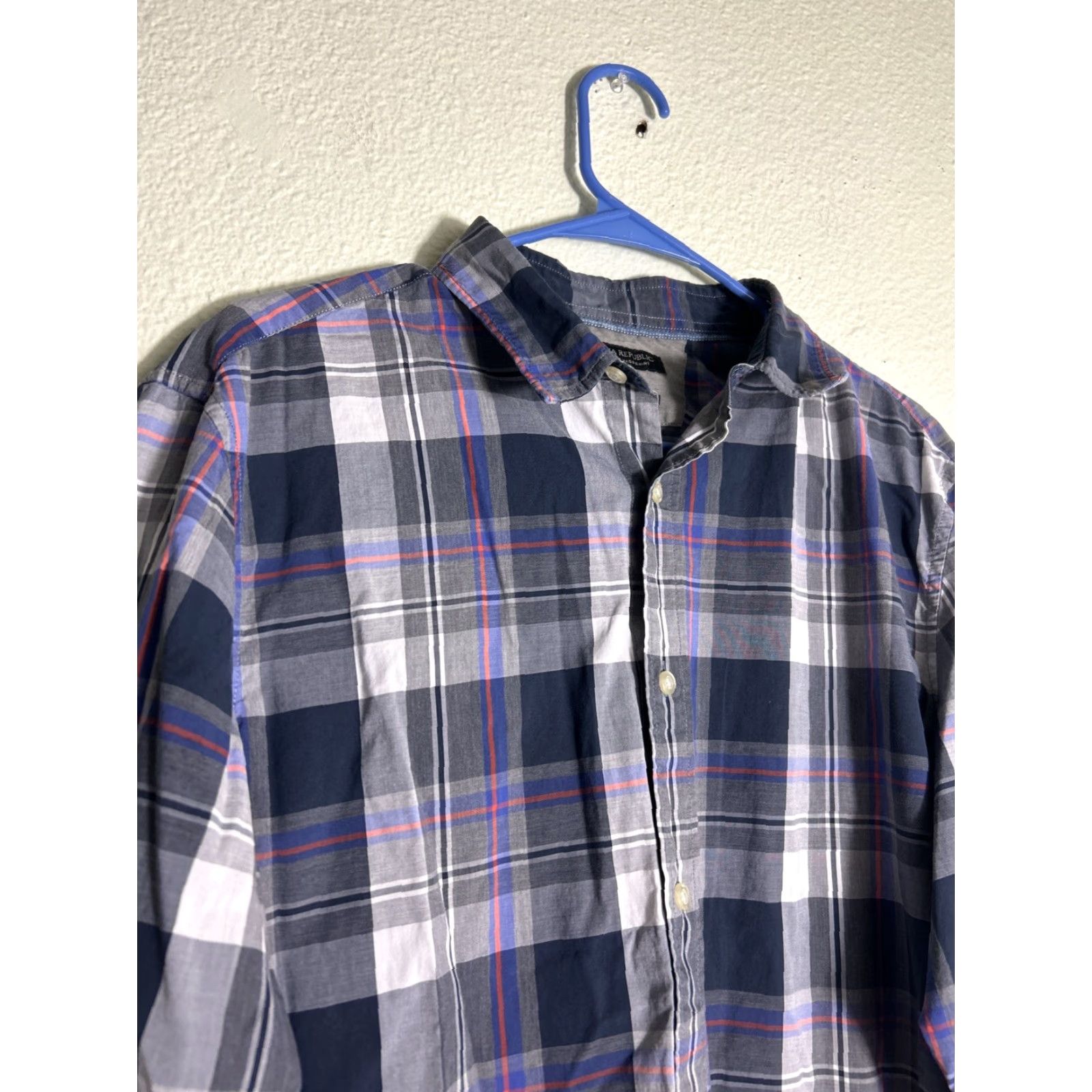 Banana Republic Banana Republic Men's L Gray Black Plaid Button-Up Shirt Grant Fit Long Sleeve Cotton Size US L / EU 52-54 / 3 - 3 Thumbnail
