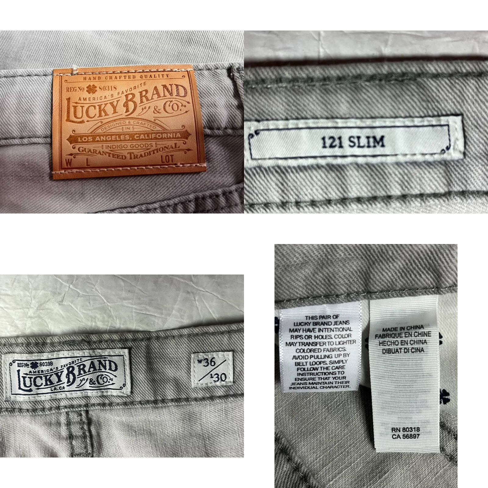 Lucky Brand Lucky Brand Mens Jeans Straight Slim Light Gray 36x30 Denim Cotton Spandex Regular Inseam 30in Mens Size US 36 / EU 52 - 9 Thumbnail