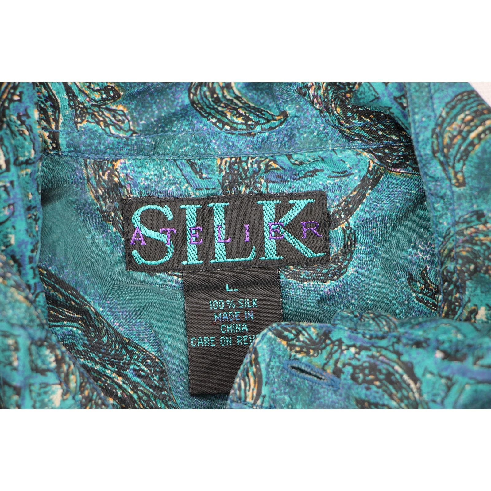 Vintage 90s Vintage Abstract Silk Shirt Size US L / EU 52-54 / 3 - 3 Thumbnail
