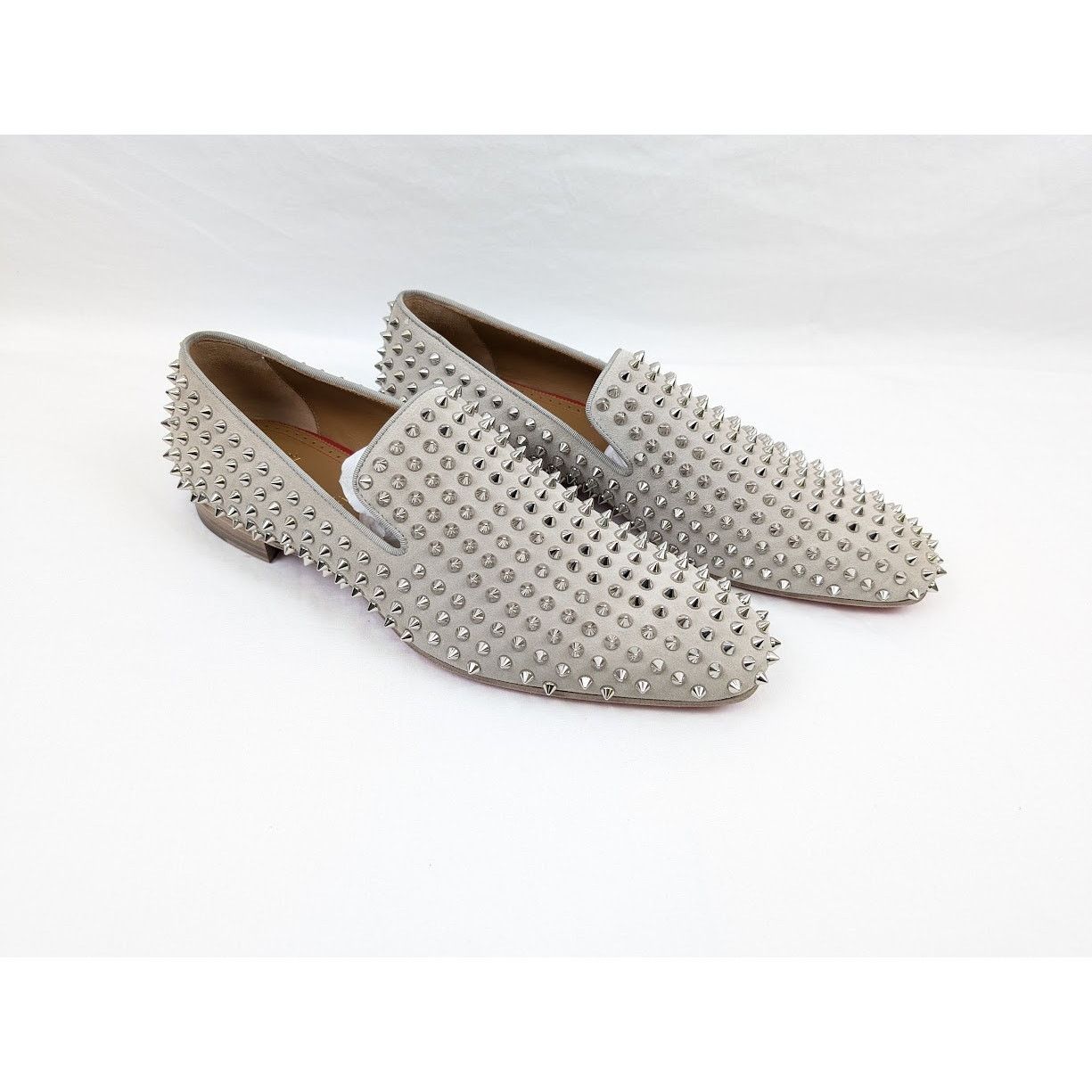 Christian Louboutin o1rshd1 Crosta Dandelion Spikes Flat Shoes in Goose/Silver Size US 12 / EU 45 - 14 Thumbnail