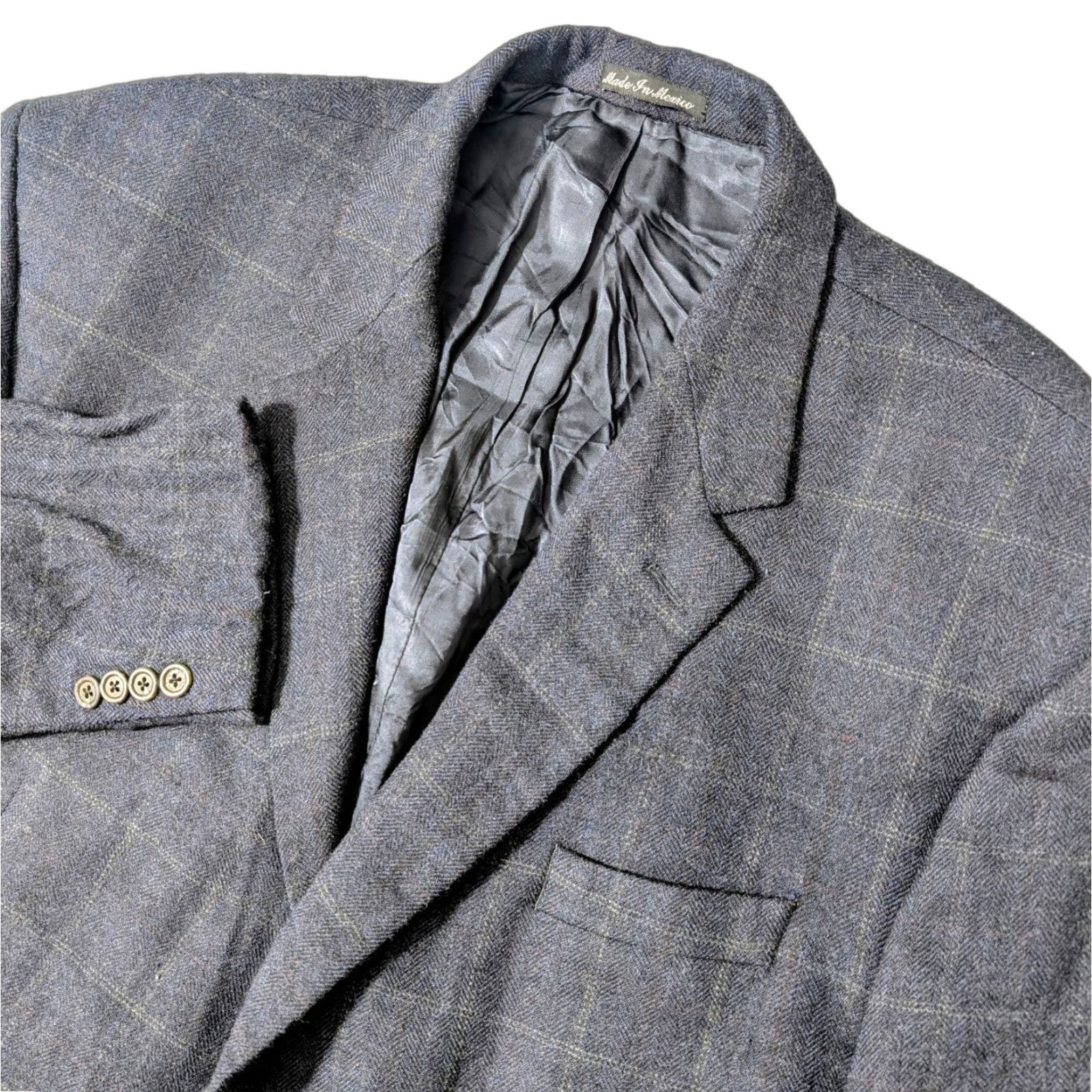 Ralph Lauren Lauren Ralph Lauren Blazer Mens 54L Blue Harringbone Plaid Two Button Sport Coat Size 54R - 1 Thumbnail