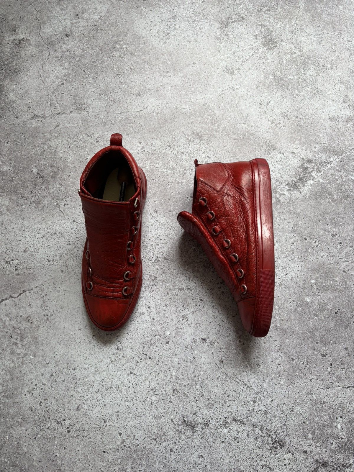 Balenciaga Arena Red Leather Sneakers