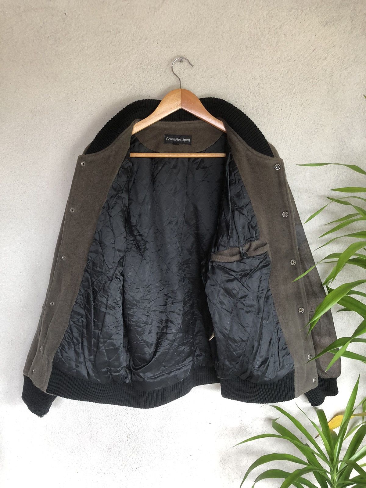 Calvin Klein × Japanese Brand × Vintage Vintage Calvin Klein Sport Varsity Half Leather Jacket Size US L / EU 52-54 / 3 - 22 Thumbnail