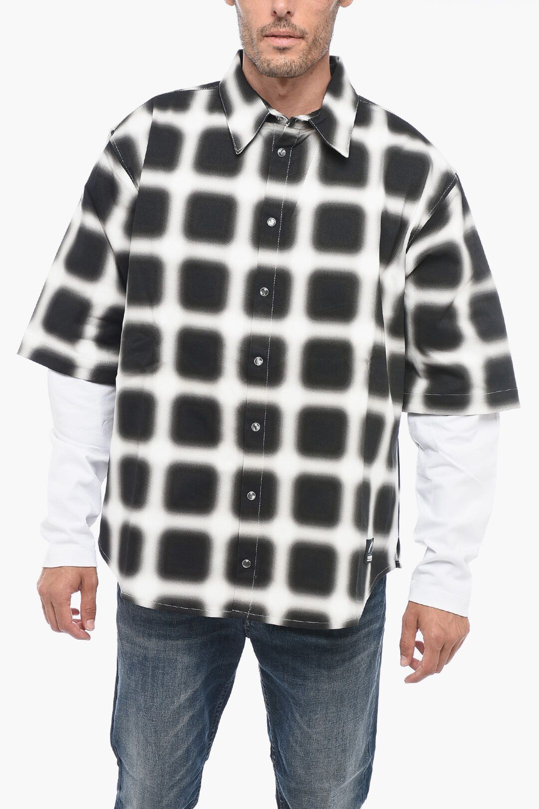 Marcelo Burlon og1mm0824 Check Cotton Shirt in Black White Size US L / EU 52-54 / 3 - 1 Thumbnail